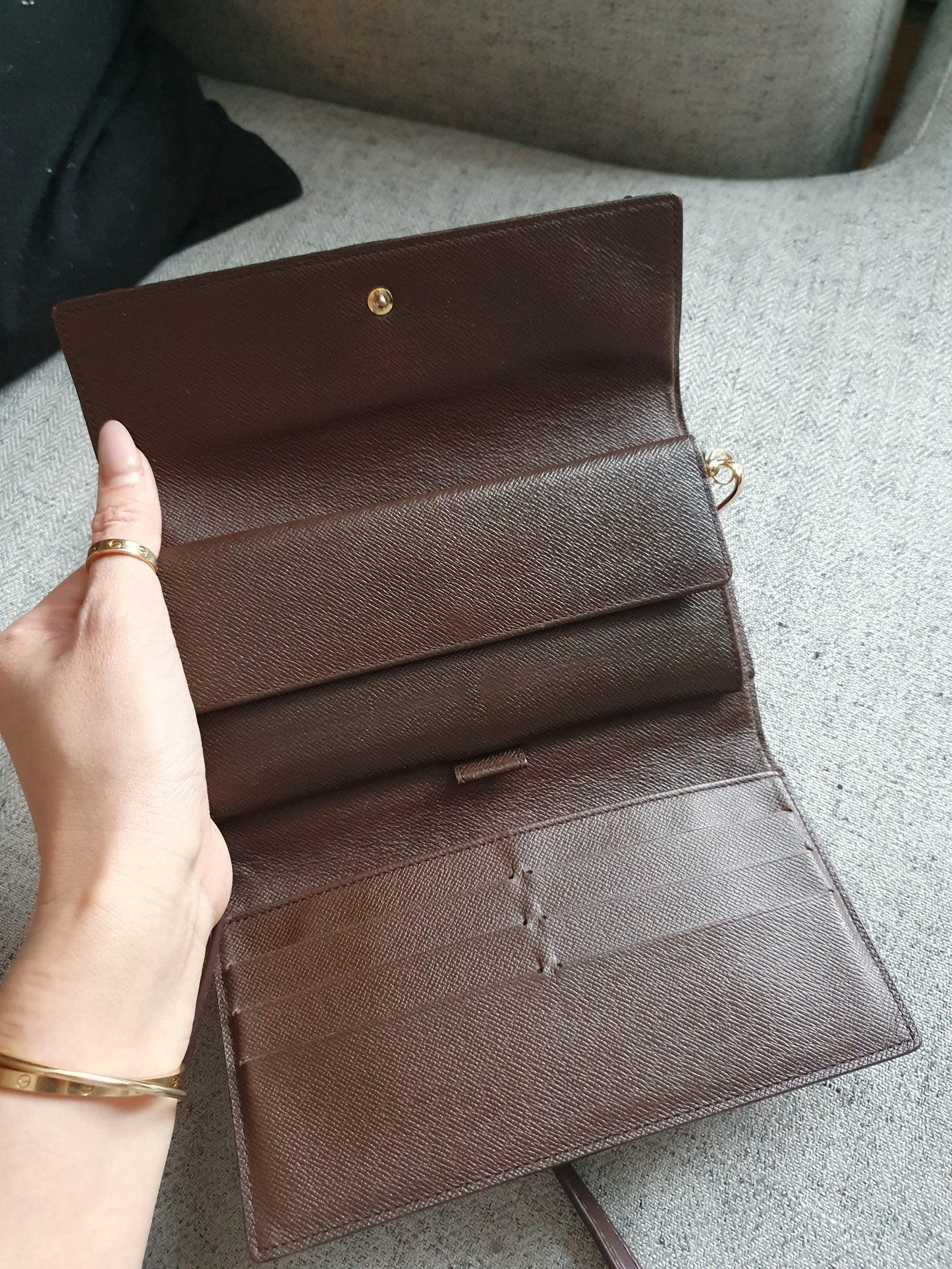 *New Drop* Authentic Louis Vuitton Brown Ebene Upcycle (Open) Wallet on Strap