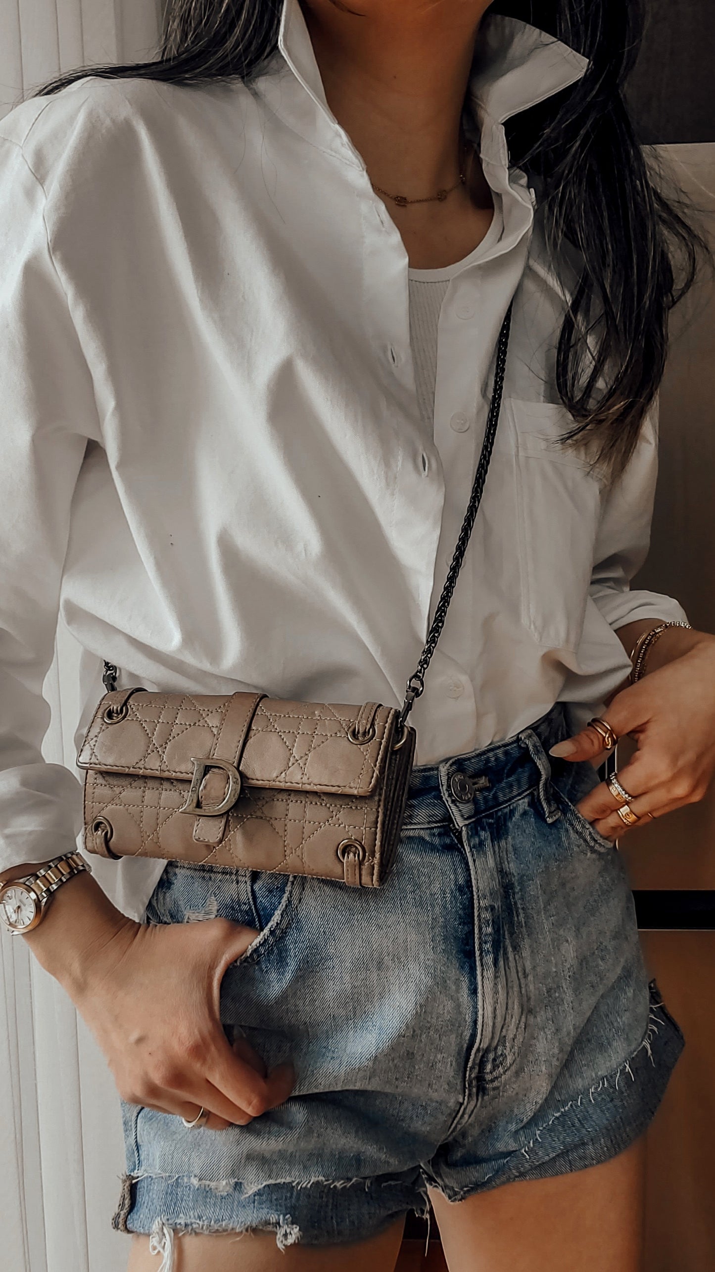 *Rare* Authentic Vintage Dior Upcycle Leather Wallet with Chain