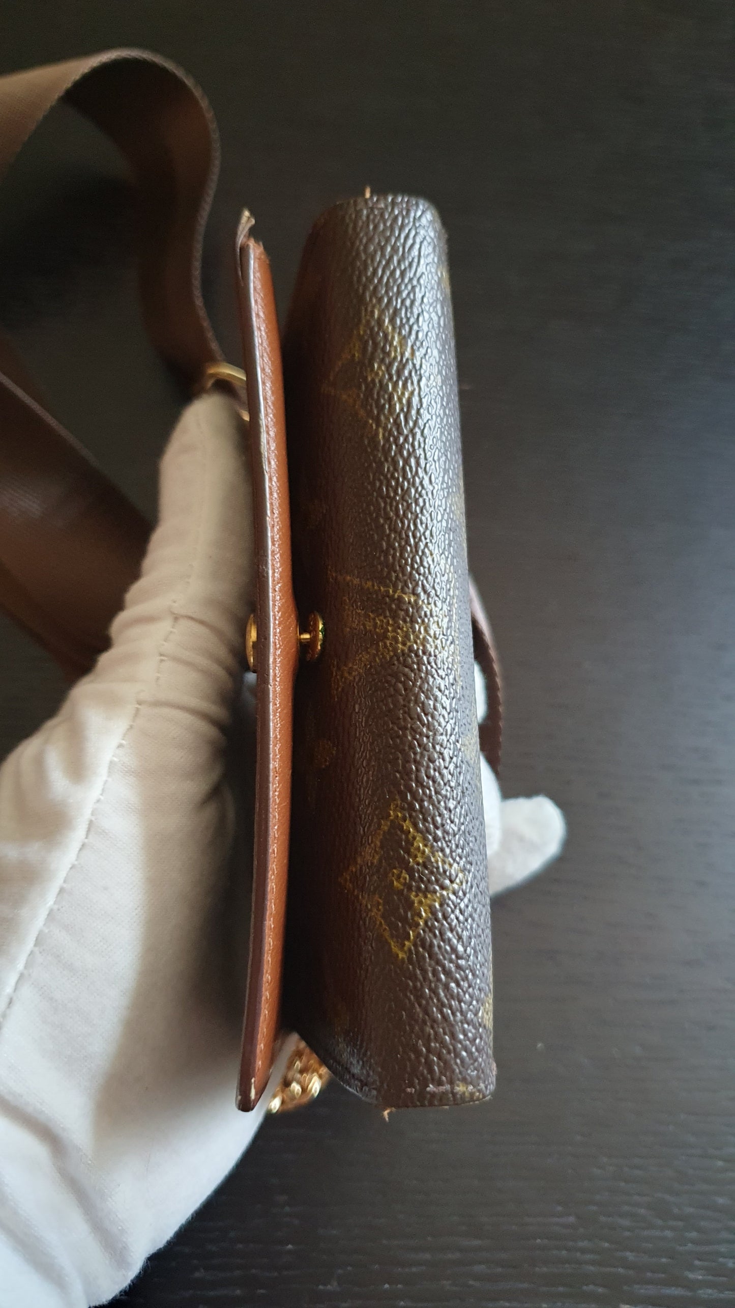 Authentic Vintage Louis Vuitton (RA0956) Upcycle Small Wallet with Strap and Chain