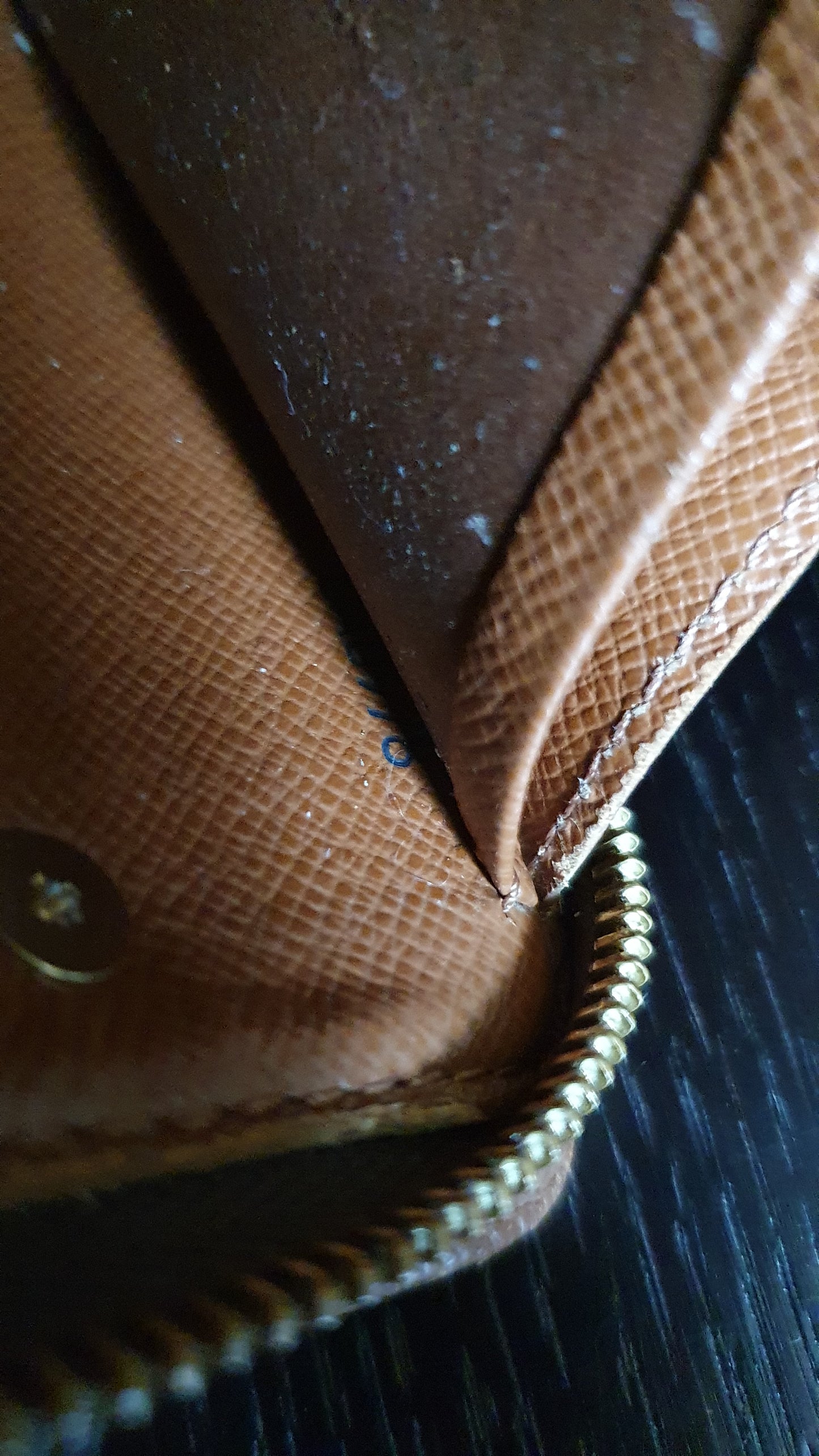 Authentic Vintage Louis Vuitton Upcycle Brown Monogram Zip Wallet with Two Handles
