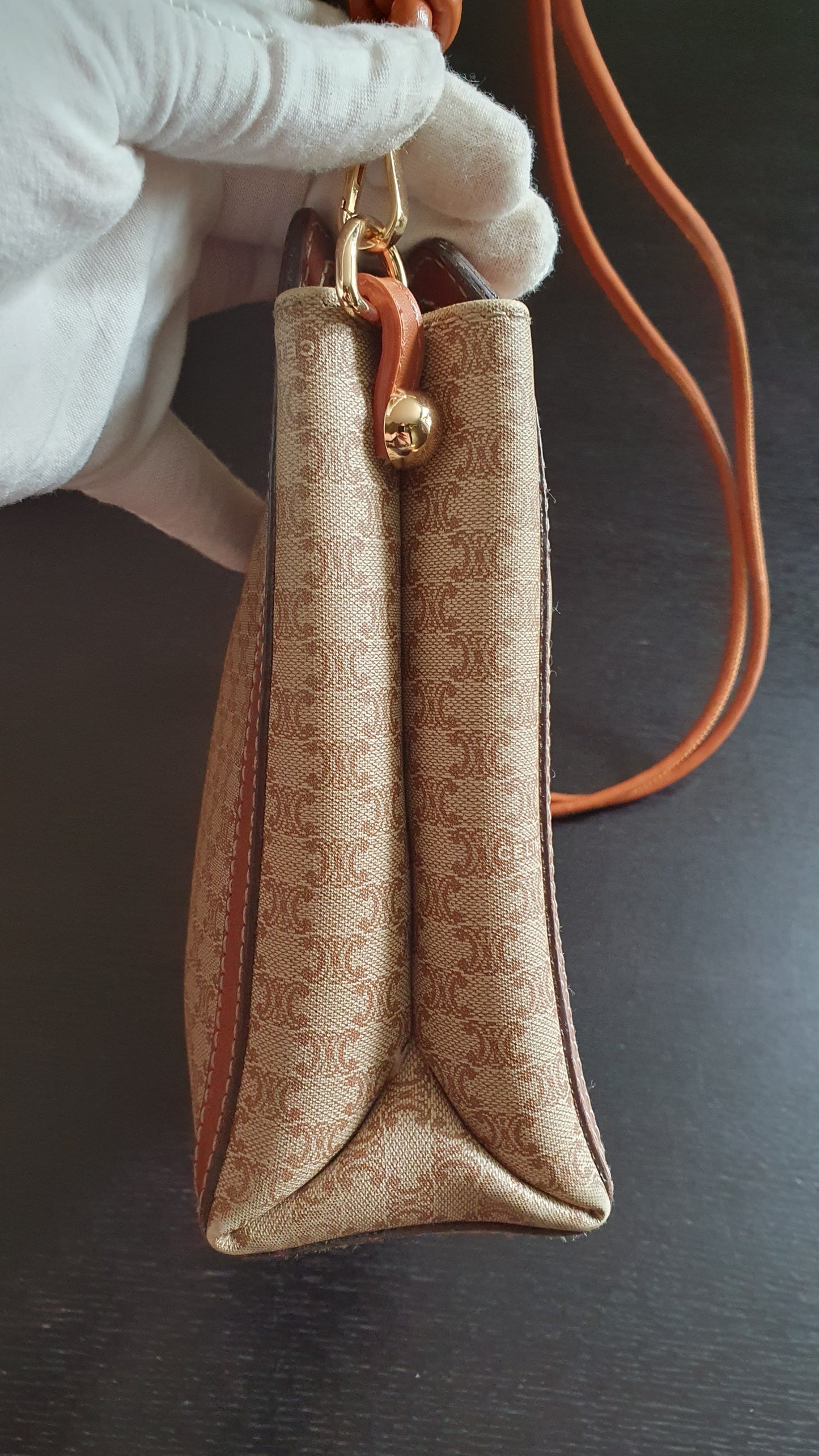 Authentic Vintage Celine Upcycle Tan/ Brown Versatile Purse with Knotted Strap