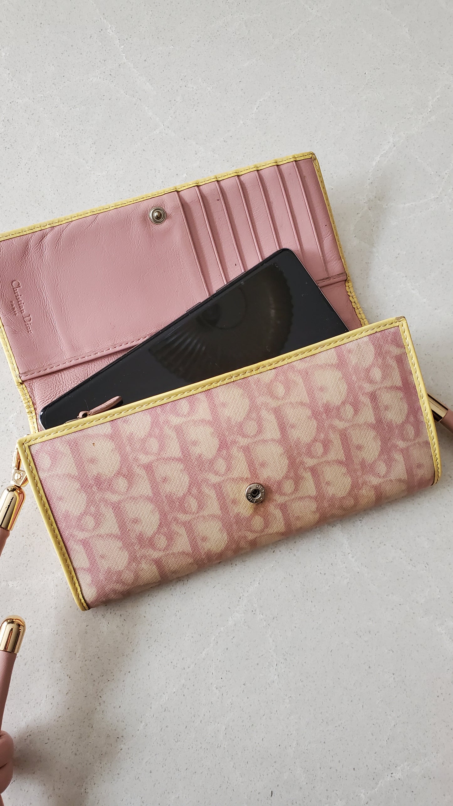 Authentic Vintage Dior Upcycle Pink Wallet on Strap