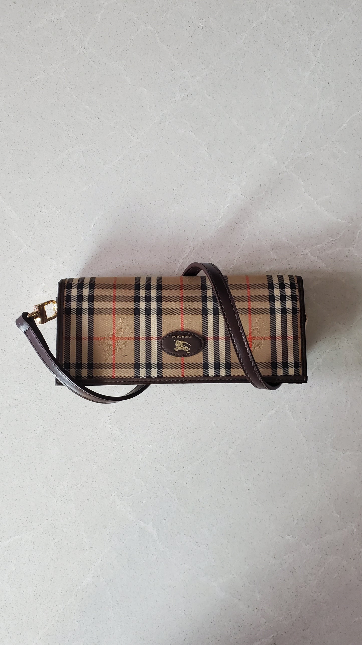 Authentic Burberry Upcycle Flap Wallet with Shoulder Strap