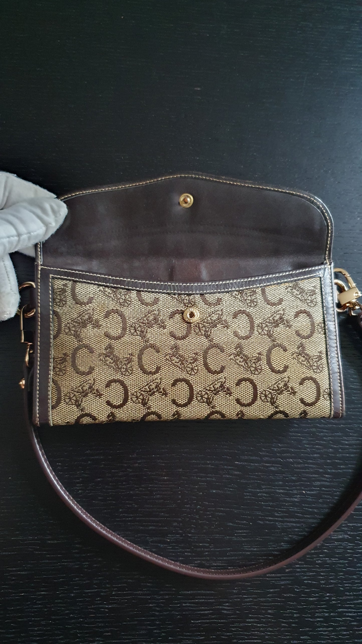 Authentic Vintage Celine Upcycle Wallet with Shoulder Strap