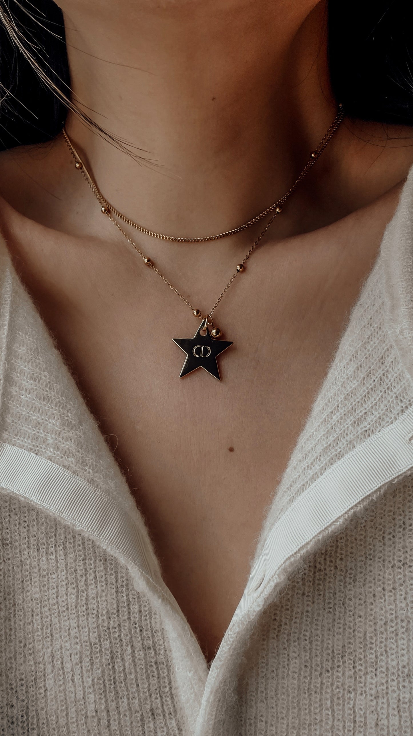 Authentic Dior (Star) Upcycle Gold Beads Layers Necklace