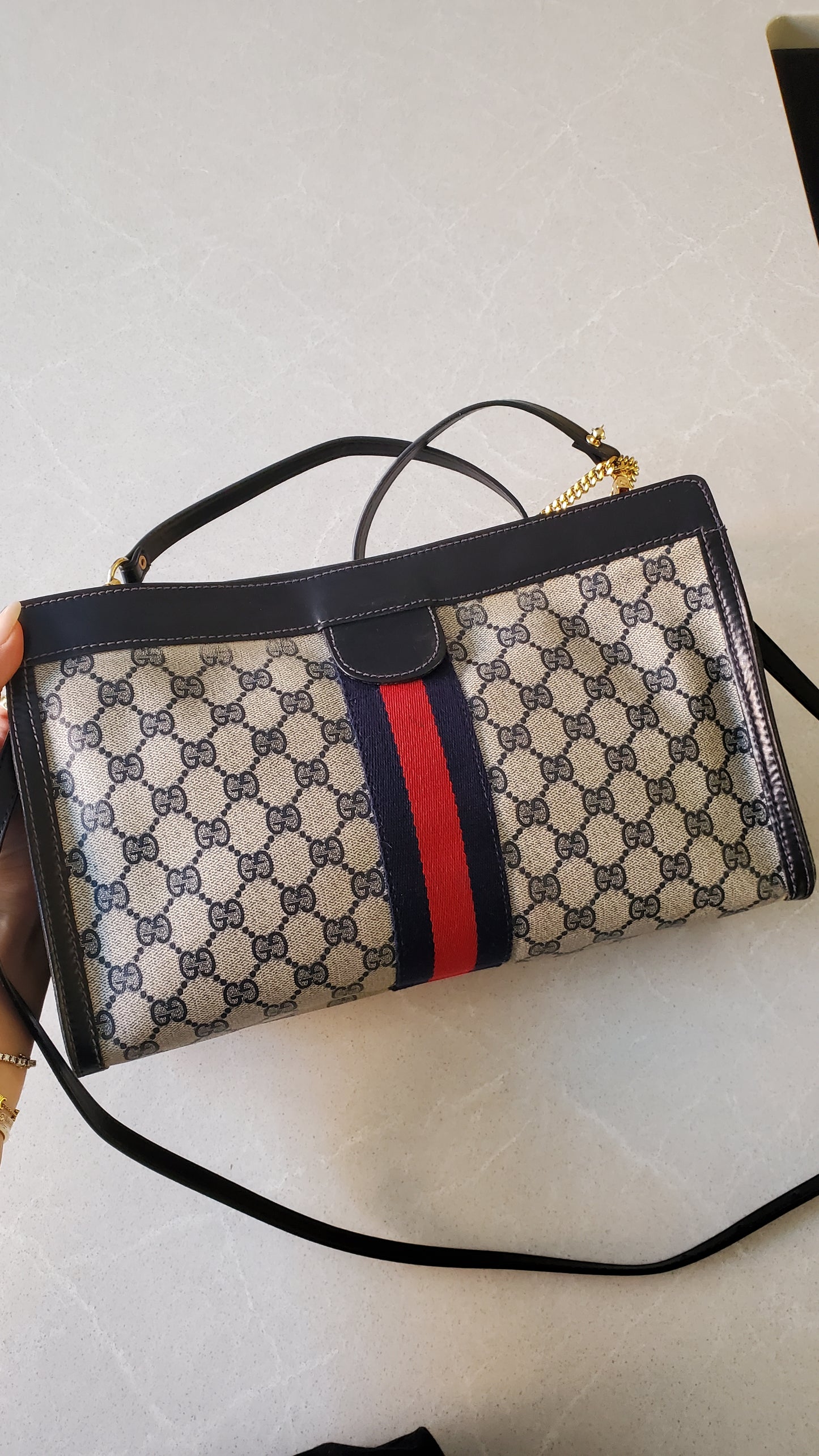 Authentic Vintage Upcycle Gucci Large Bag on Chains (with velcro closing)