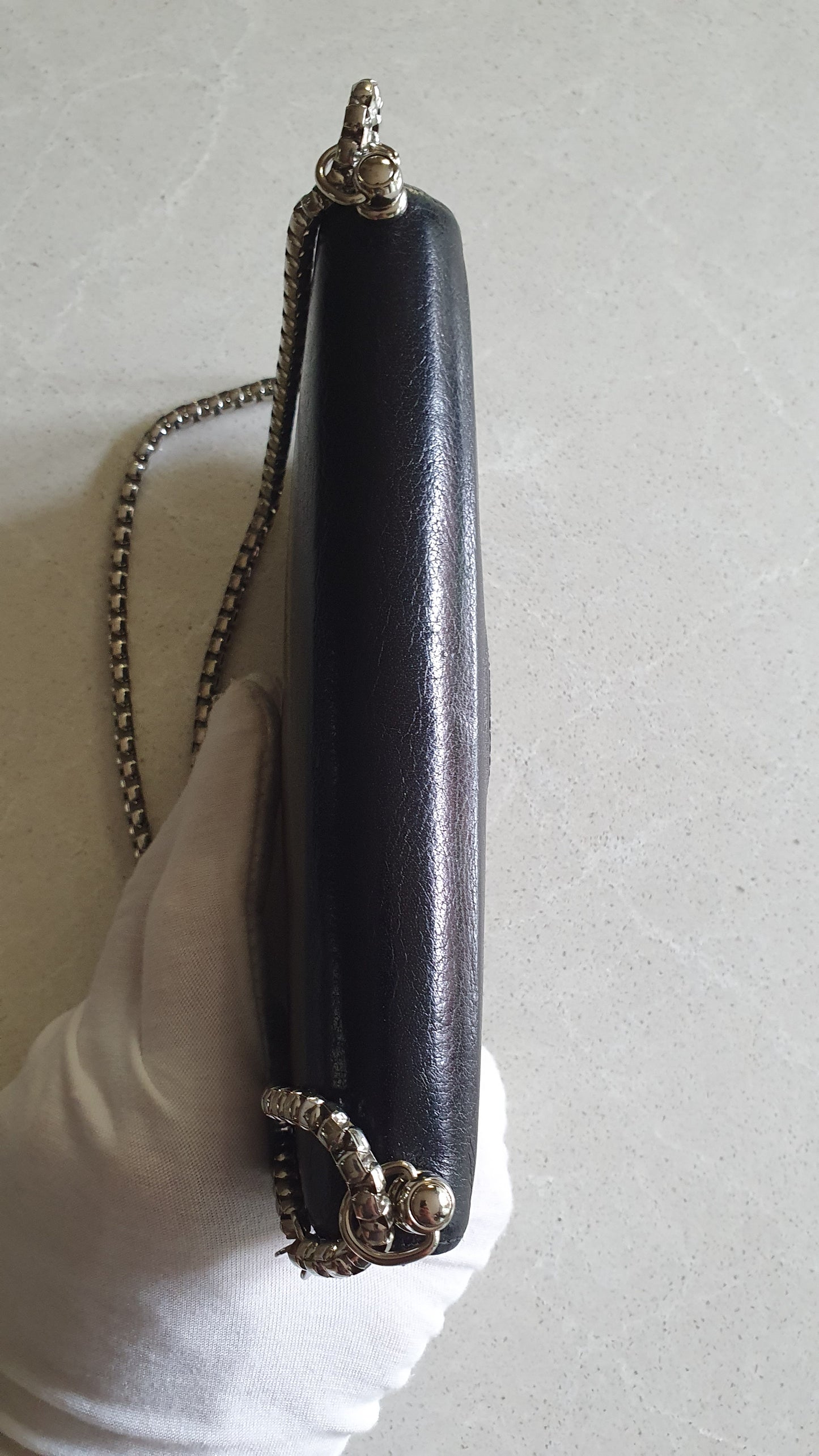 Authentic Vintage Cartier Upcycle Black Leather Wallet with Chain