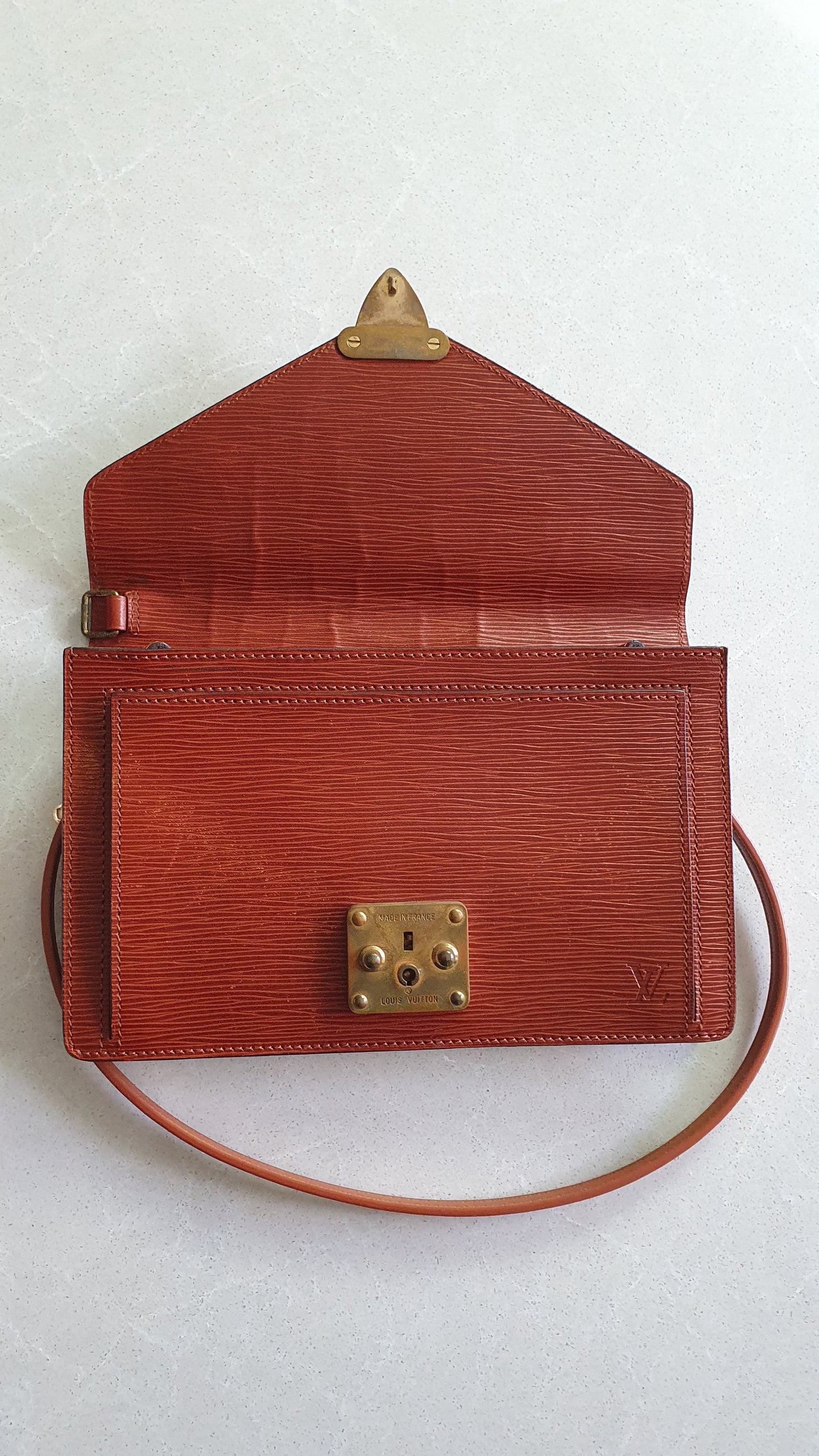 Authentic Louis Vuitton Upcycle Tan Epi Purse with Shoulder Strap
