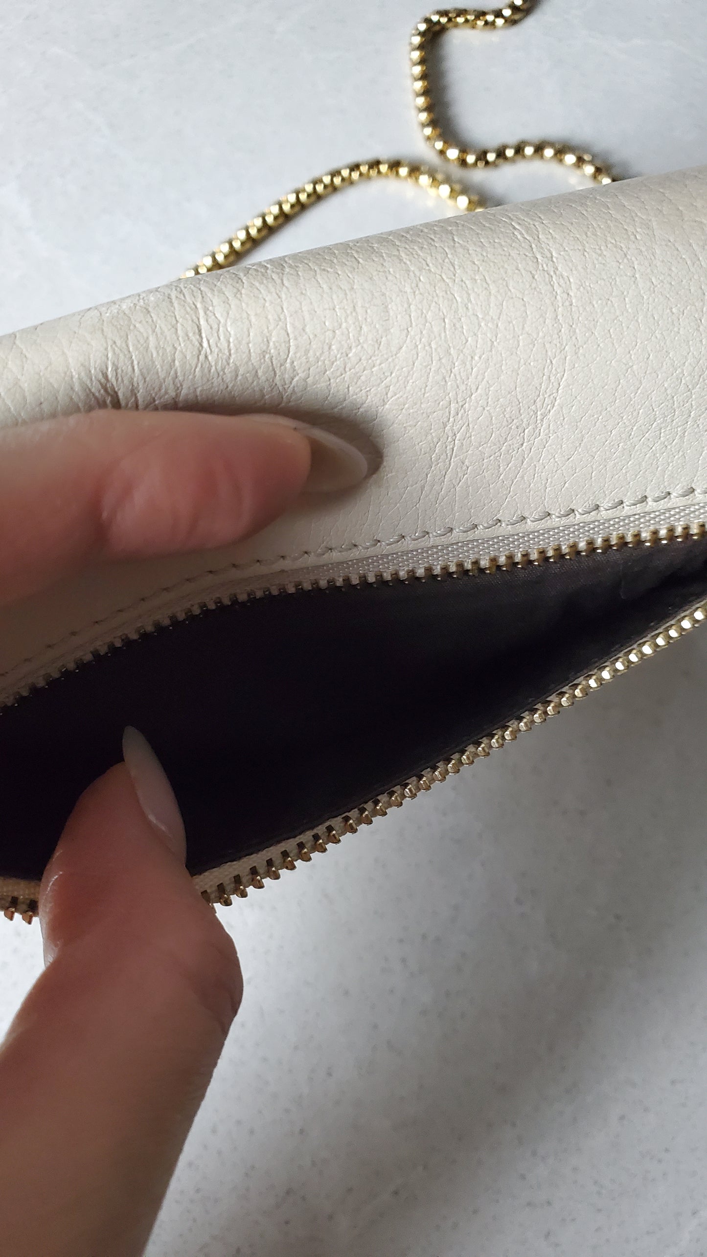 Authentic Chloe Upcycle Cream Leather Wallet with Chain