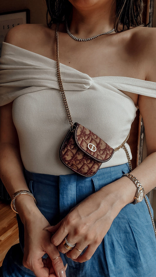 Authentic Vintage Dior Upcycle Versatile Mini Pouch on Chain