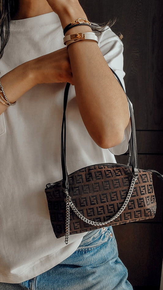 Authentic Vintage Fendi Upcycle Shoulder Purse on Chain & Strap