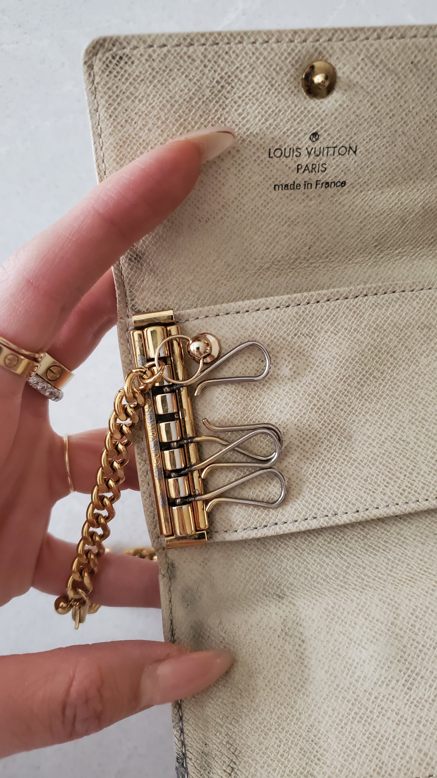 Authentic Louis Vuitton Damier Upcycle Keyholder on Chain