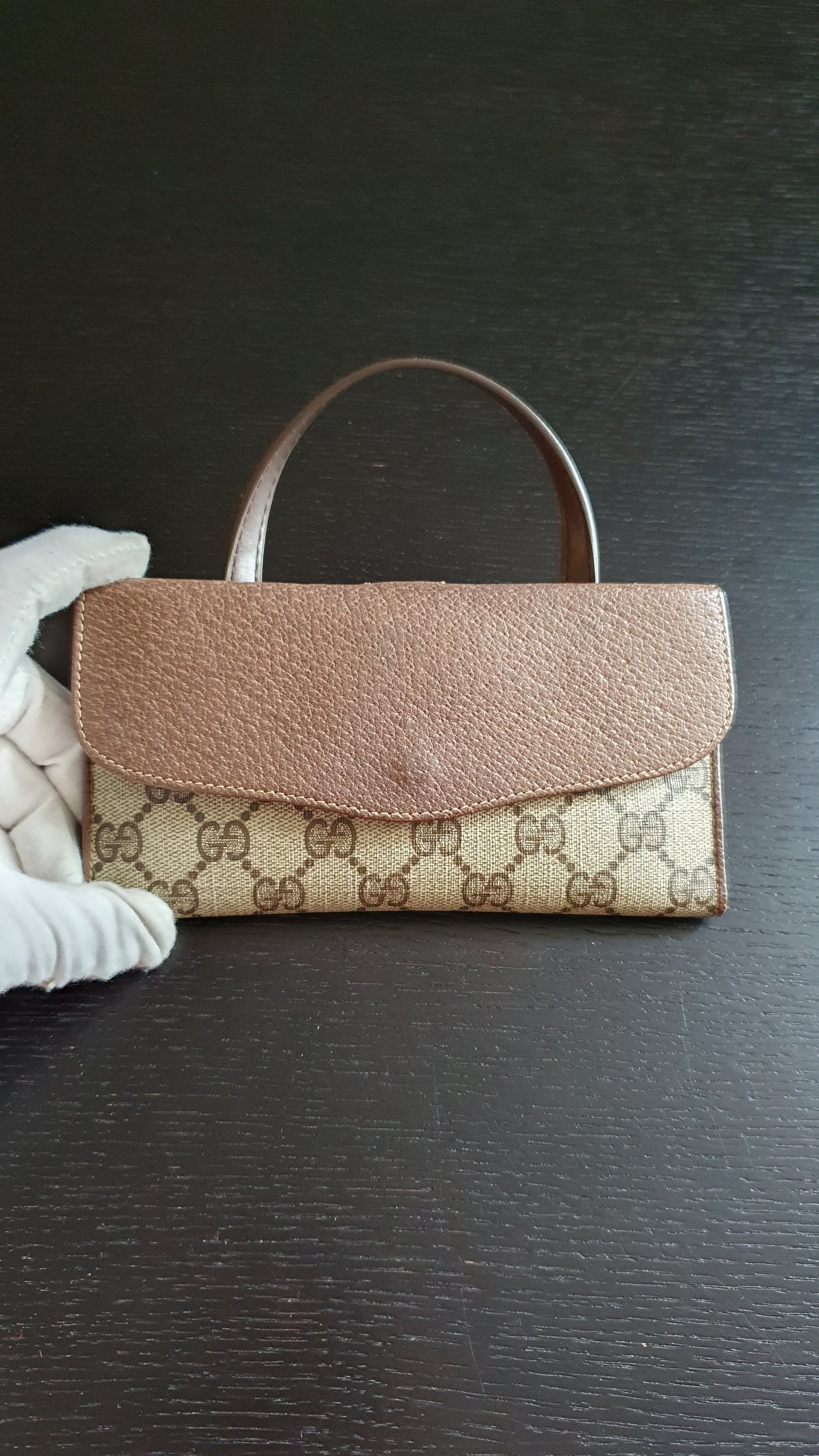 Authentic Vintage Gucci Upcycle Brown Wallet with Single Handle