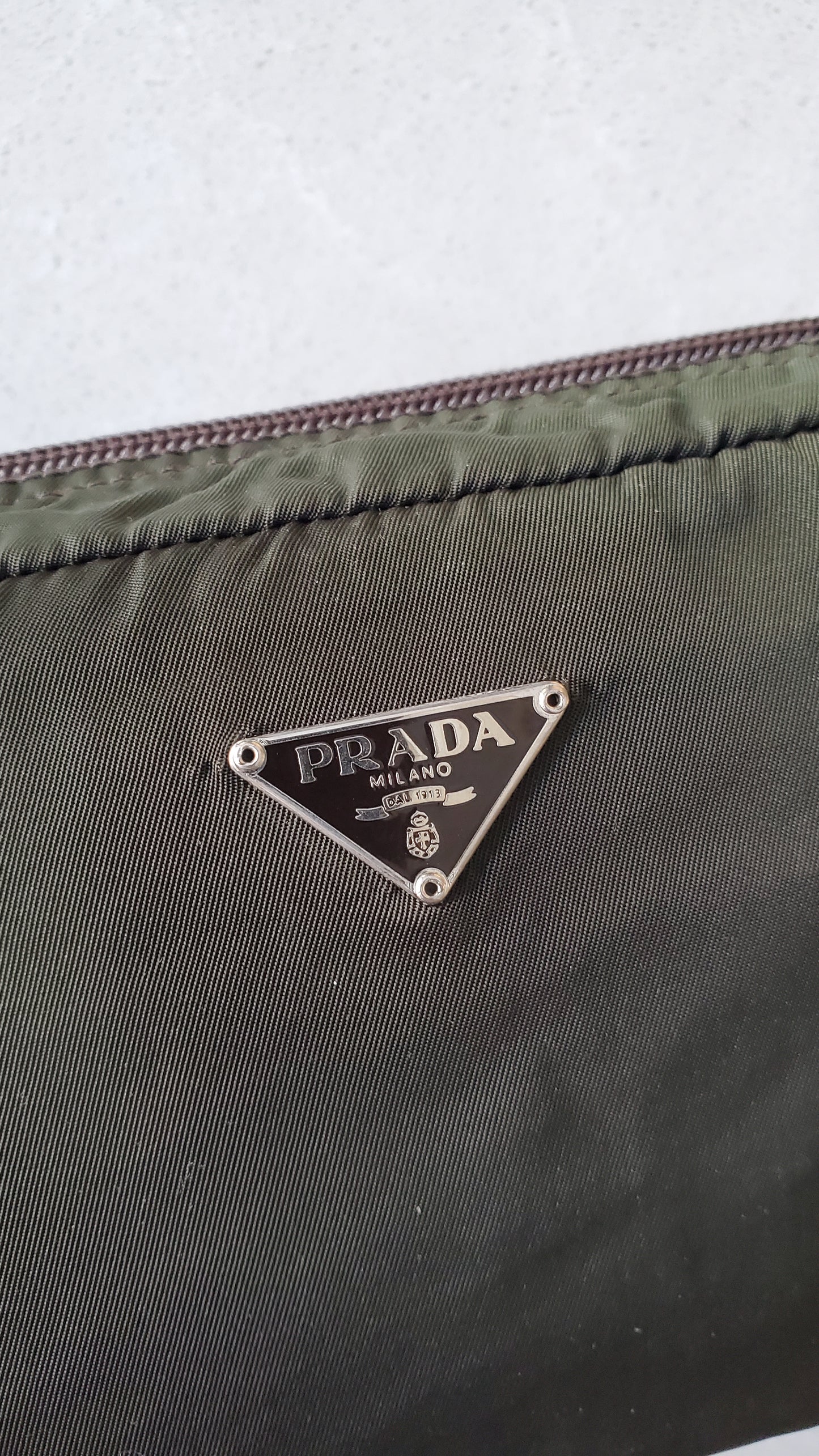 Authentic Prada (Green) Upcycle Nylon Pouch with Strap