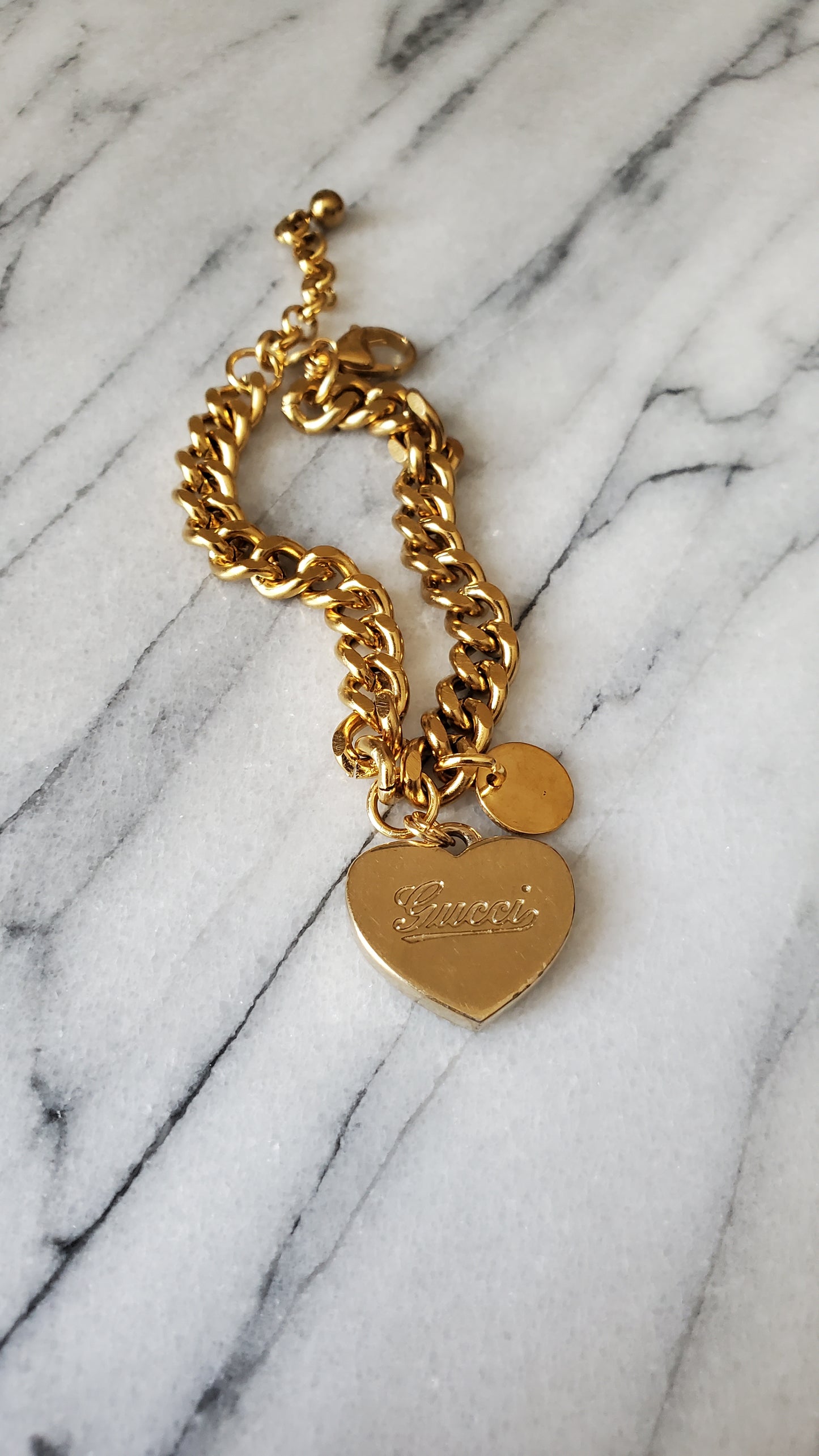 Authentic Gucci Upcycle Gold Double Layer (Solid Heart) Bracelet