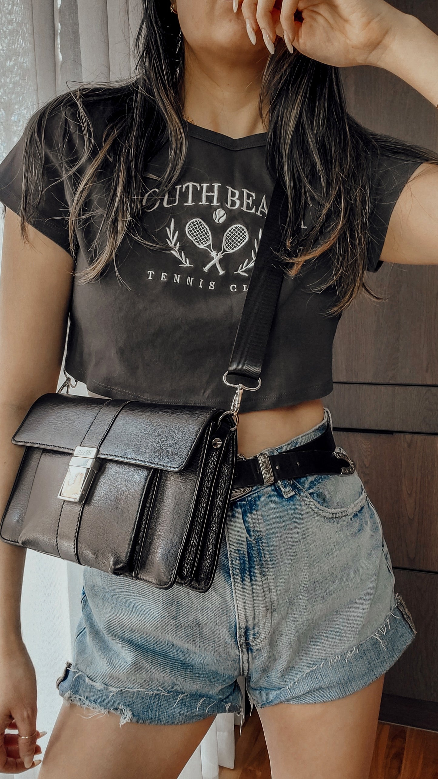 Authentic Gucci Upcycle Black Leather Purse with Strap