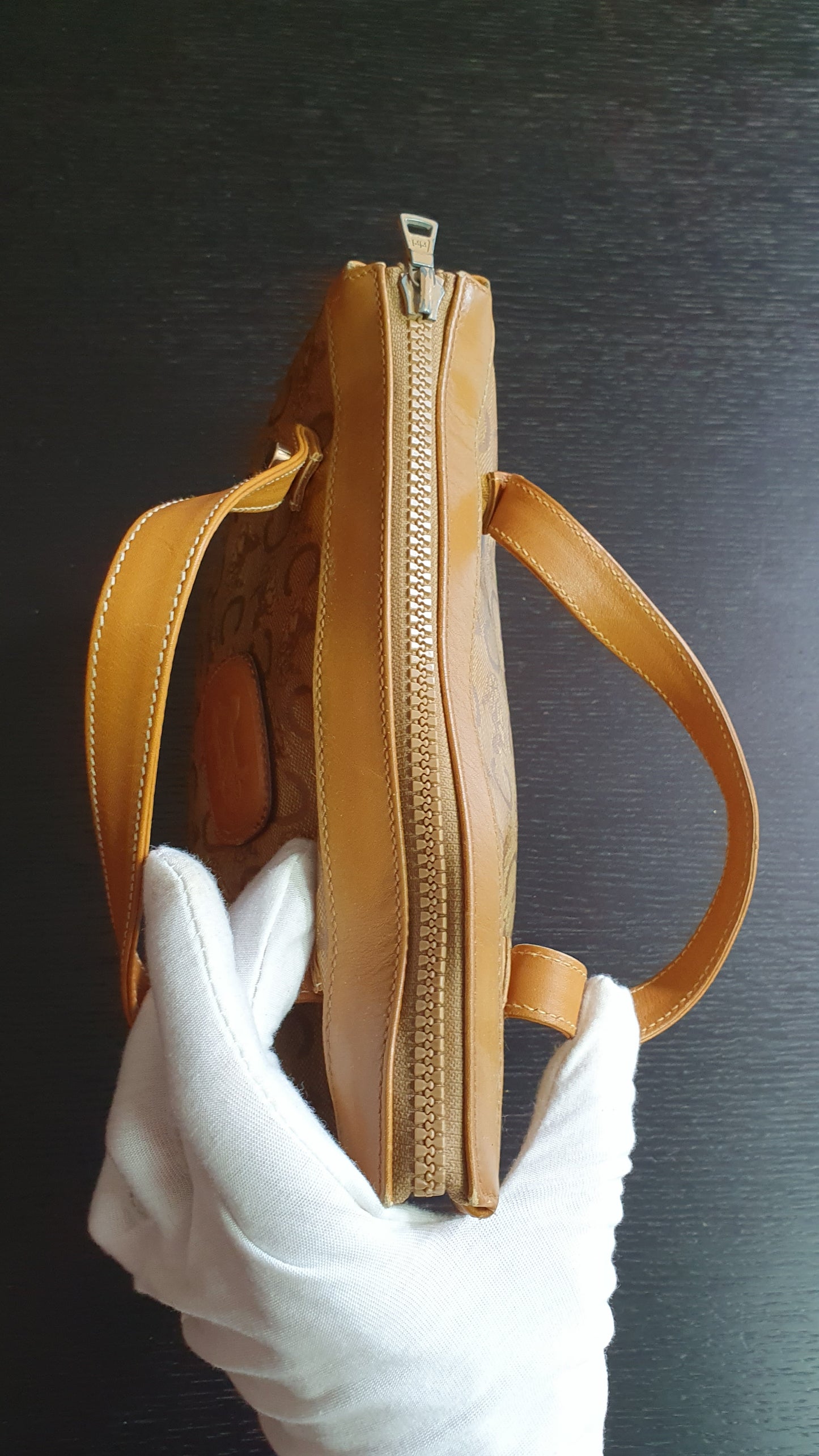 Authentic Vintage Celine Upcycle Tan Purse with Handle Straps