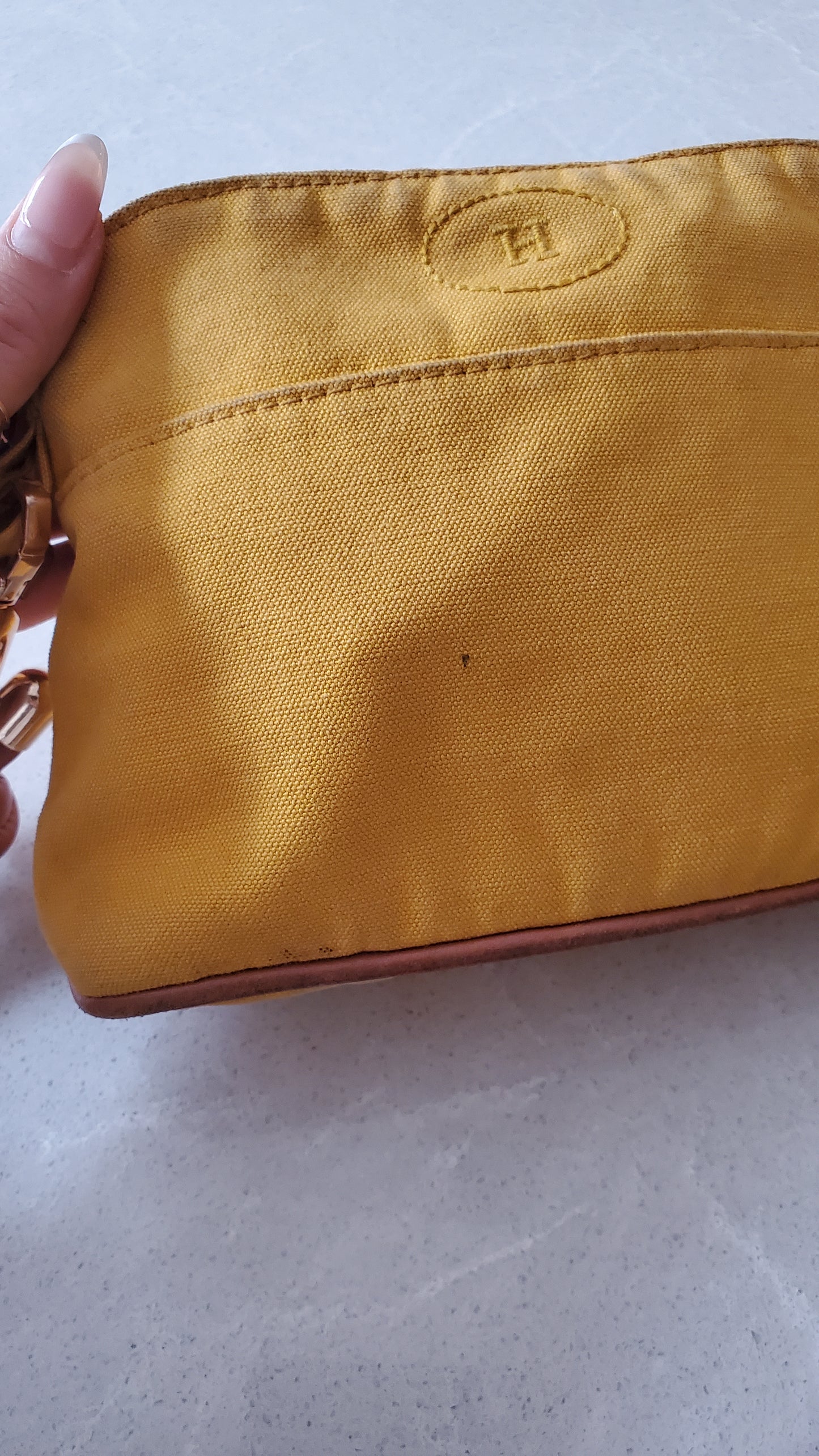 Authentic Hermès Upcycle Canvas Pochette with Strap