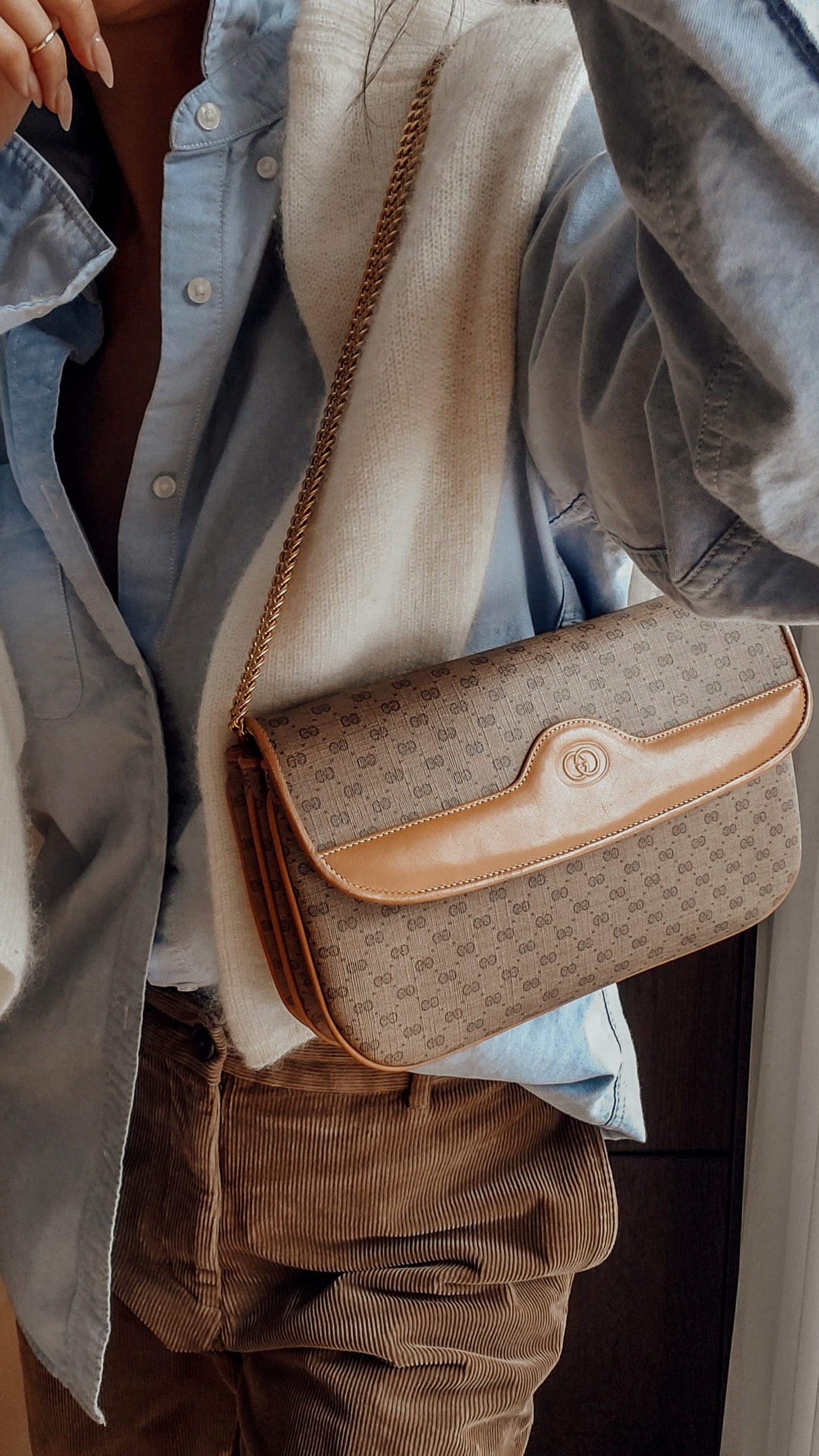 Authentic Vintage Gucci Upcycle 3 Compartments Purse on Chains