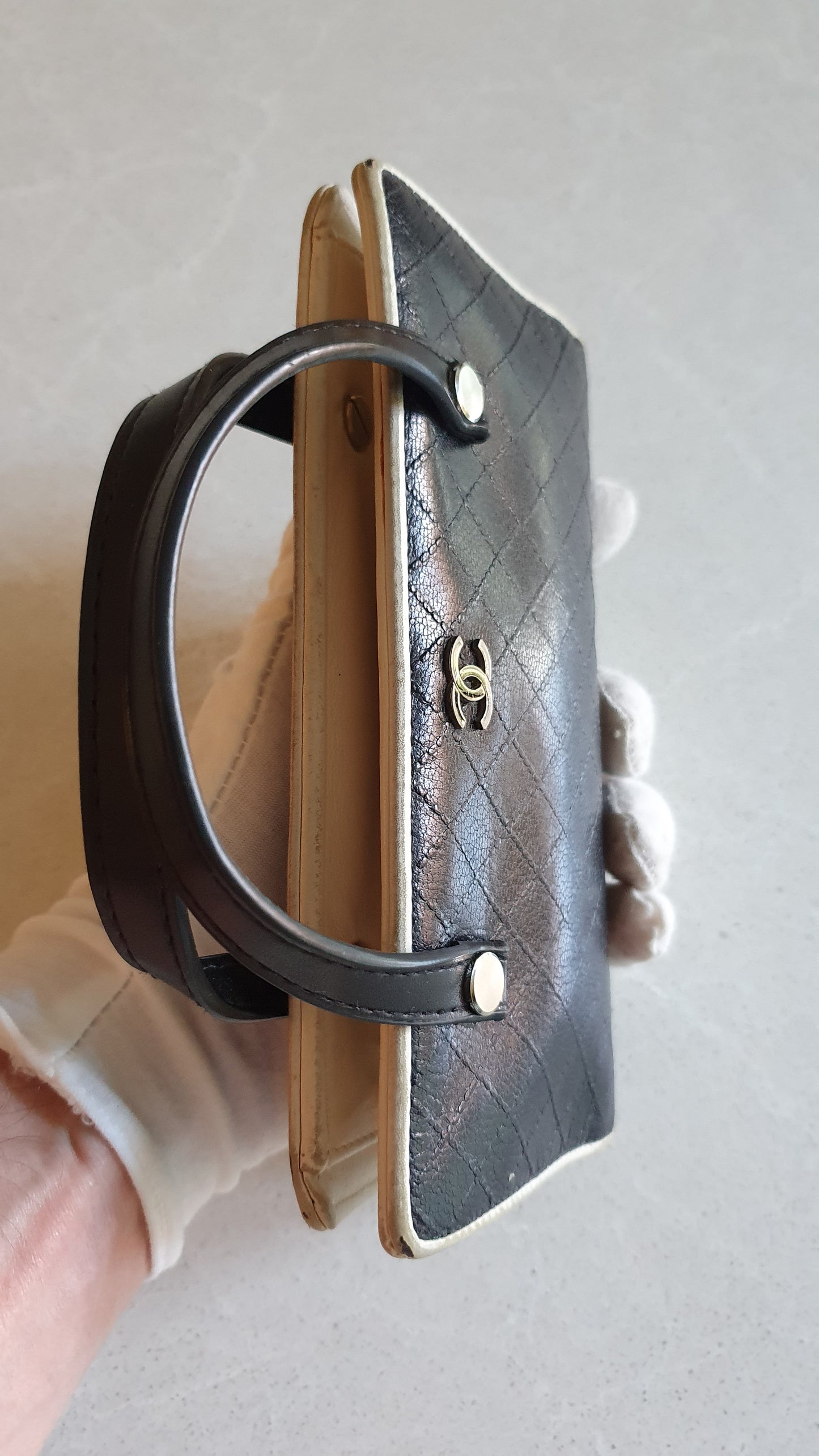 Authentic Chanel Upcycle Black Leather Wallet with Straps
