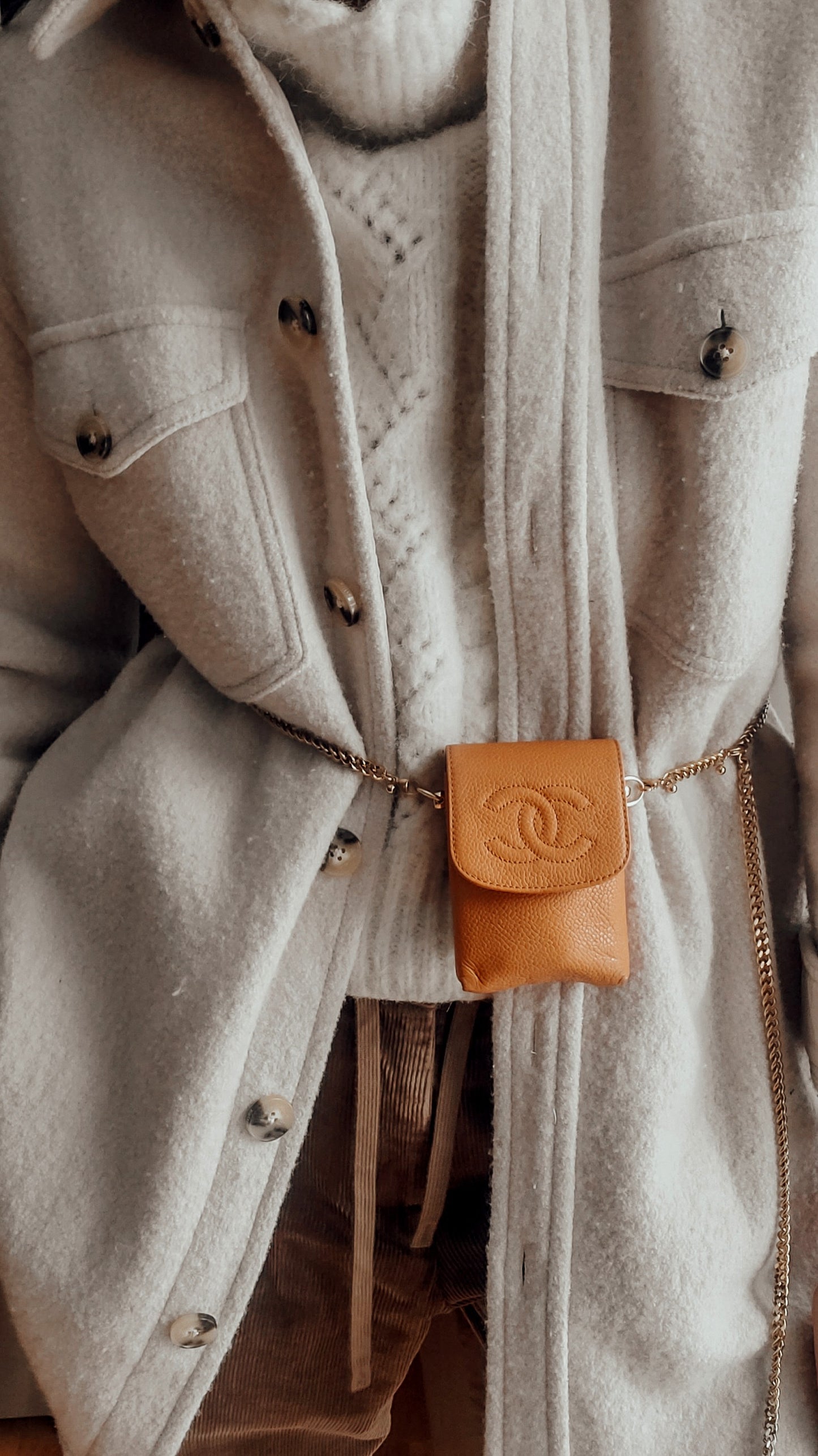 *Rare* Authentic Vintage Chanel Upcycle Yellow Caviar Pouch on Chain (2 chain options)