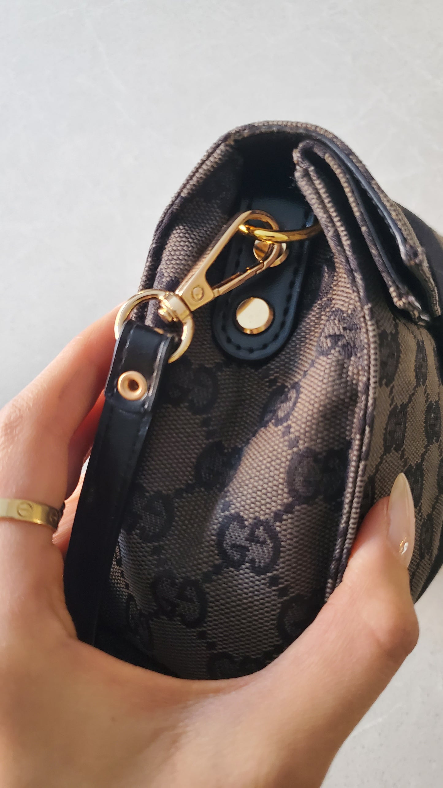 Authentic Gucci Upcycle Black Monogram Purse with Strap