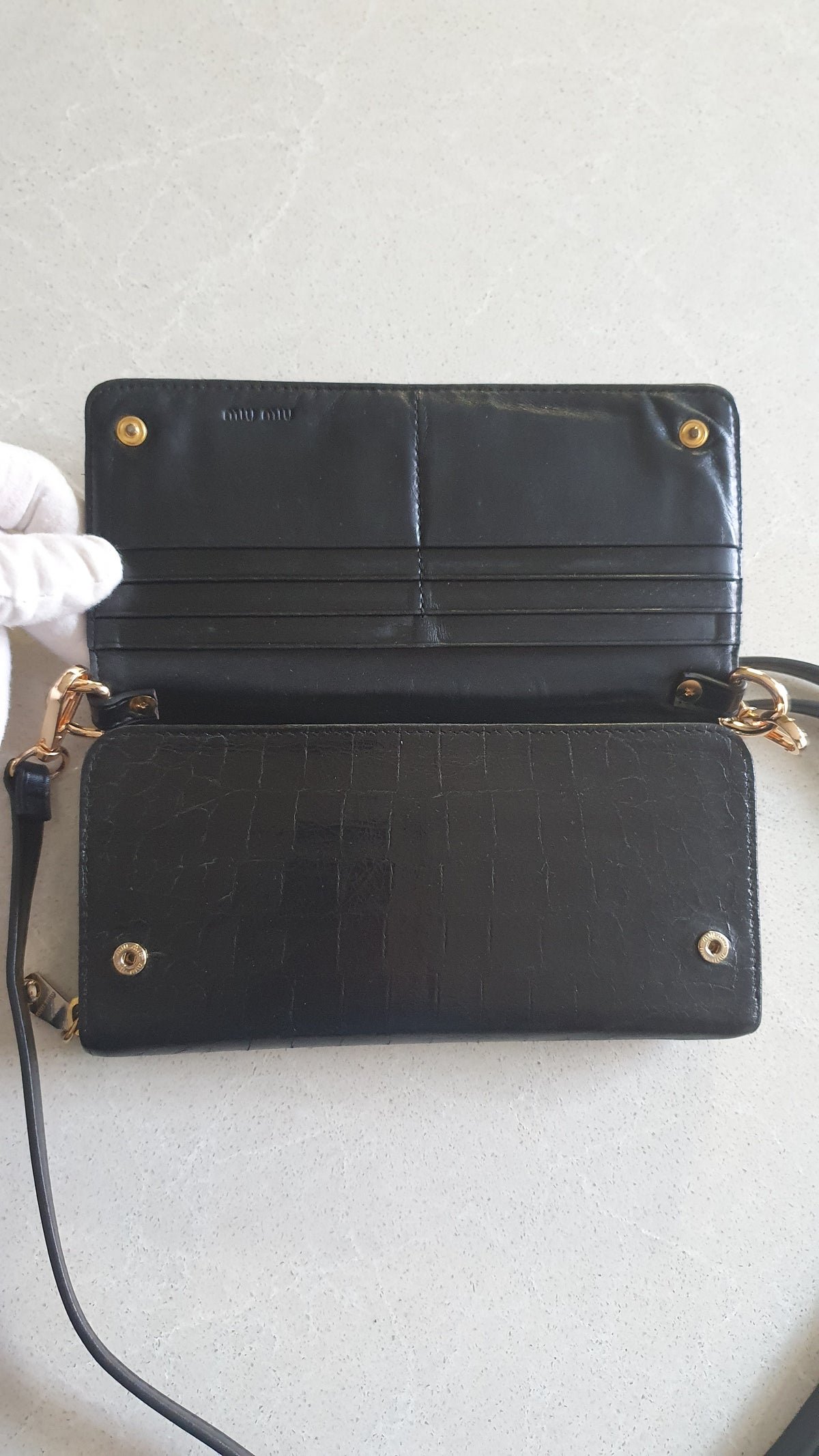 Authentic Miu Miu Upcycle Black Wallet with Straps