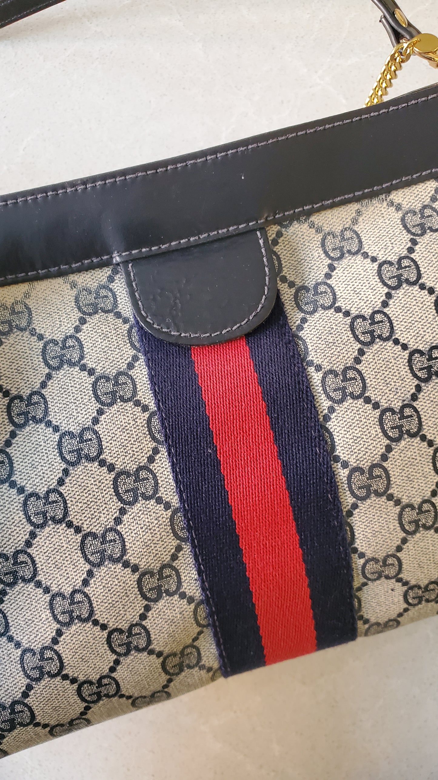 Authentic Vintage Upcycle Gucci Large Bag on Chains (with velcro closing)