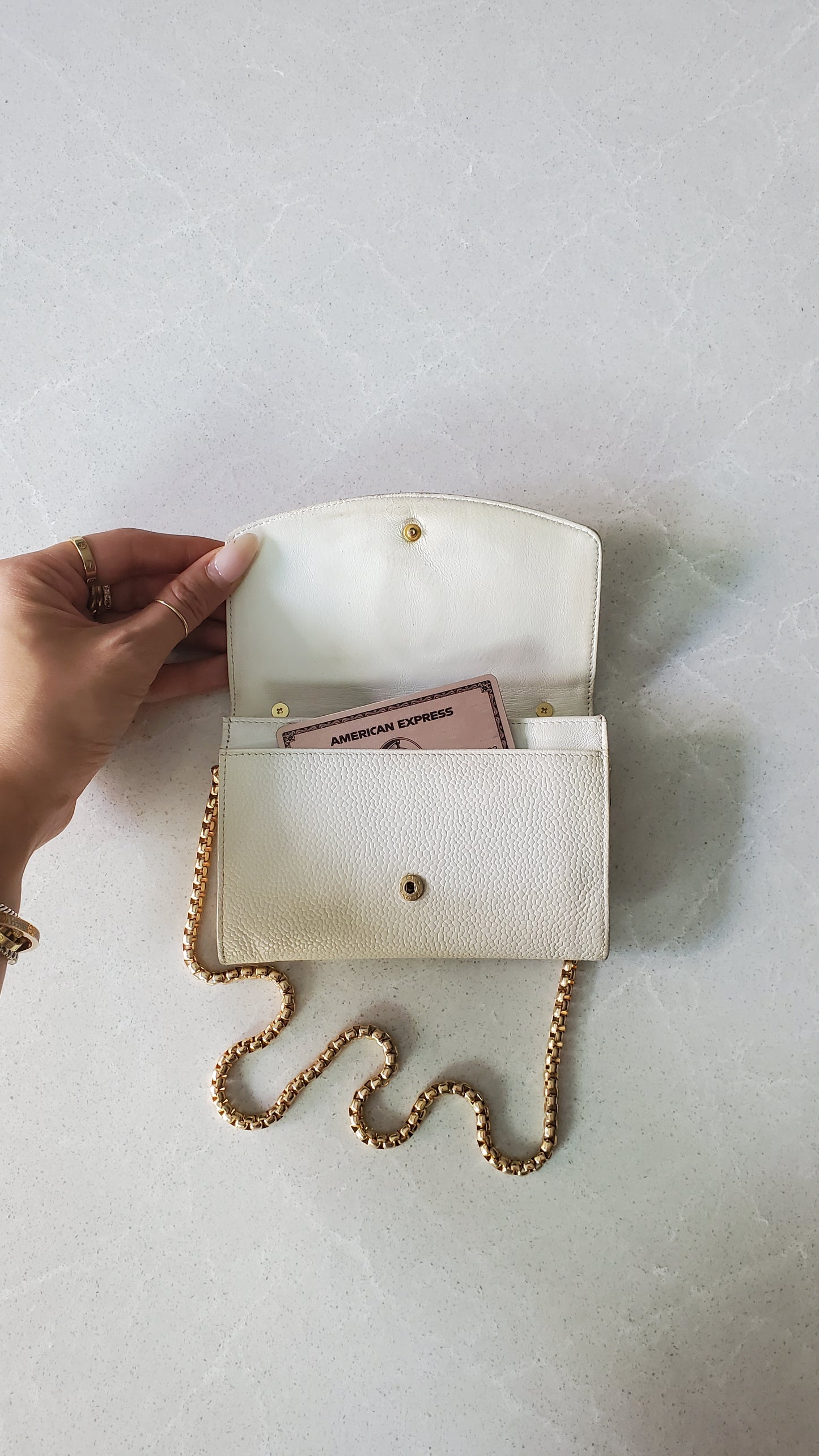 Authentic Chanel Upcycle Small Caviar Caviar Wallet/ Purse with Strap & Chain