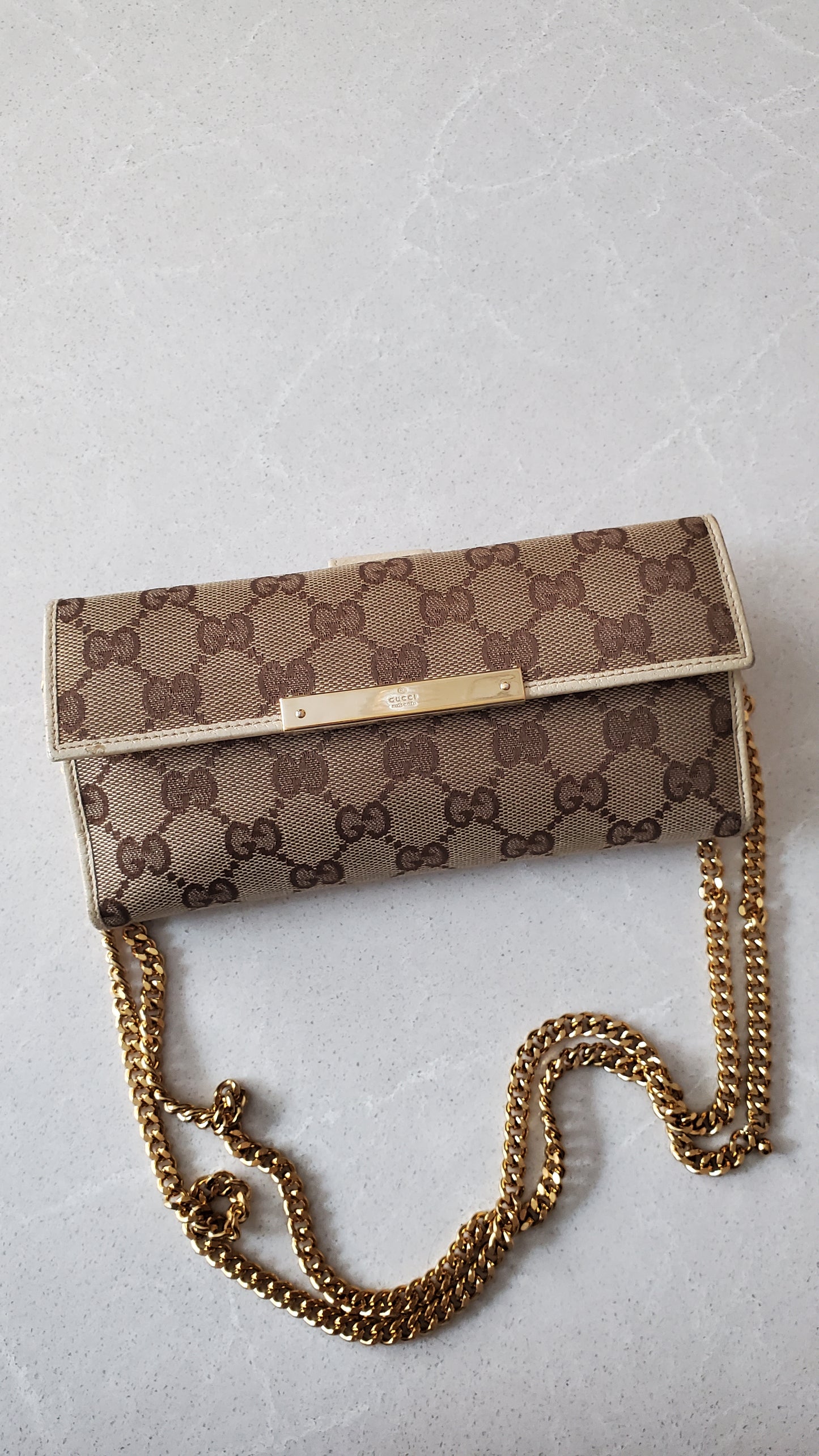 Authentic Gucci Upcycle Brown Wallet on Chain