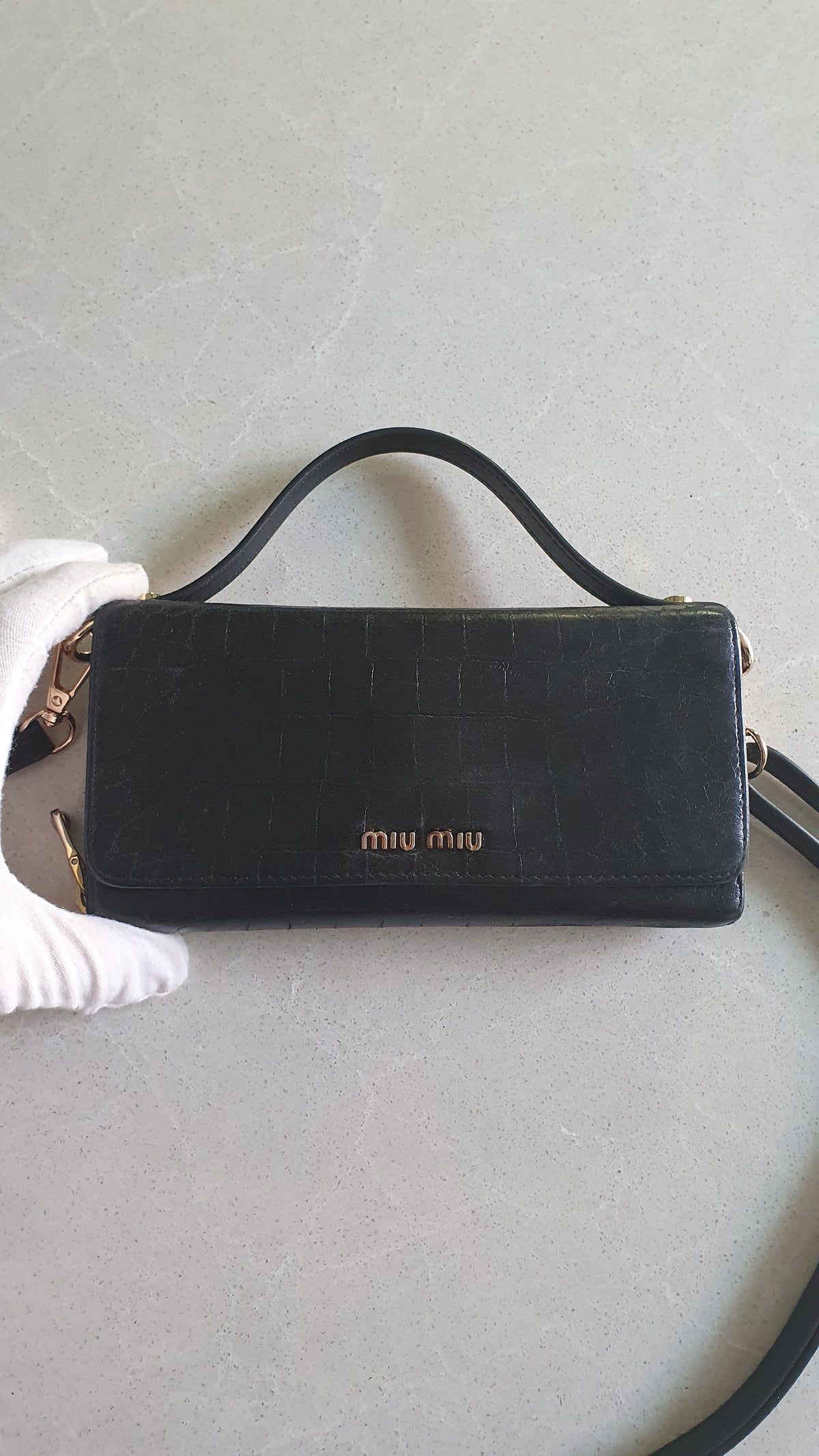 Authentic Miu Miu Upcycle Black Wallet with Straps