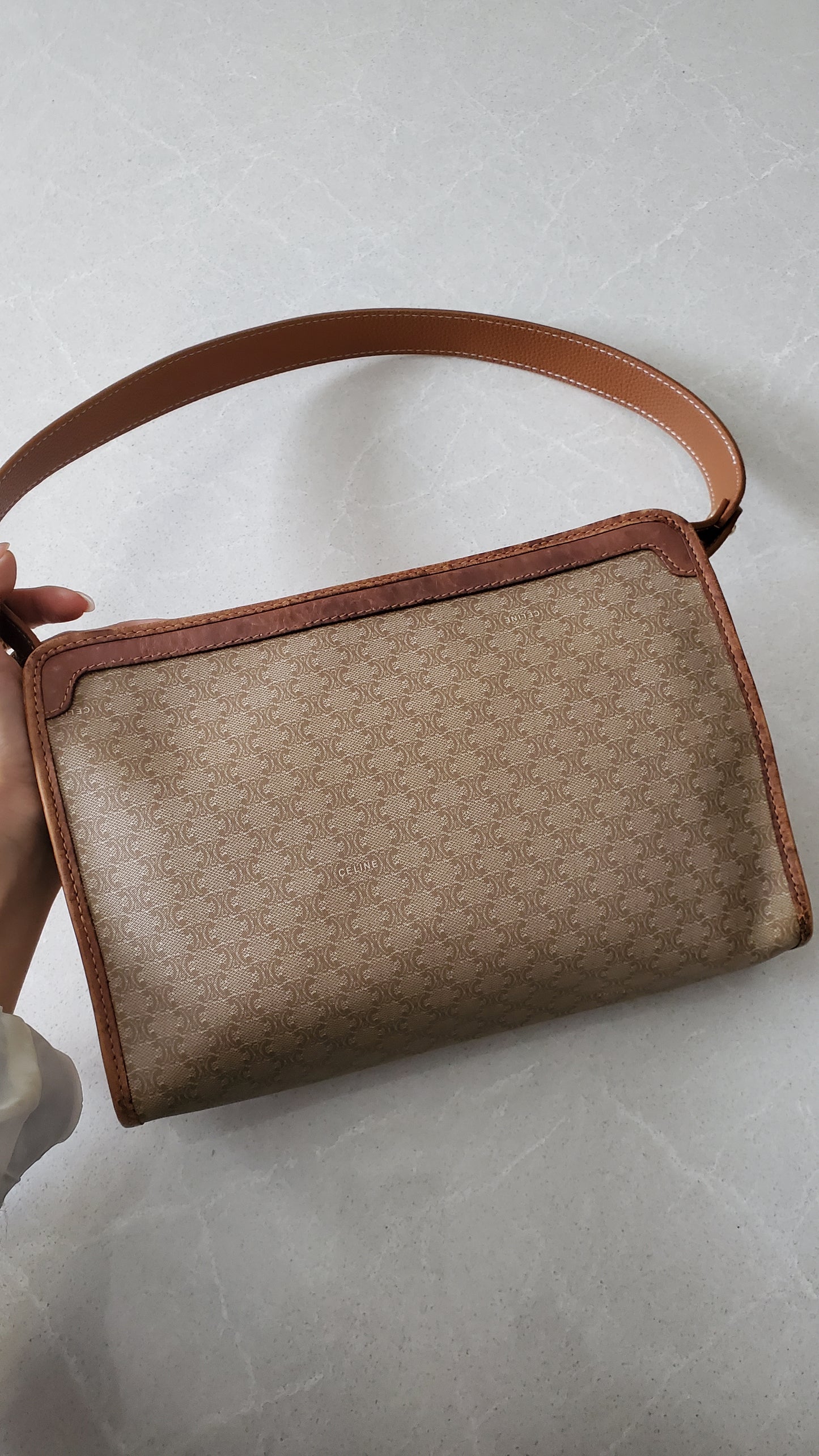 Authentic Vintage Celine Upcycle Shoulder Tan Purse