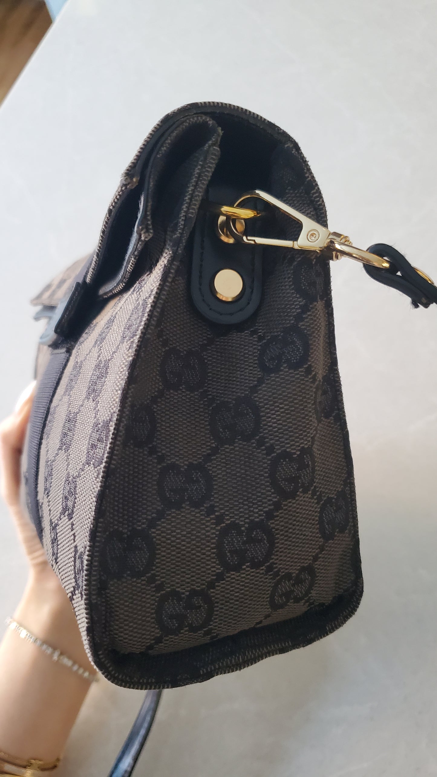 Authentic Gucci Upcycle Black Monogram Purse with Strap