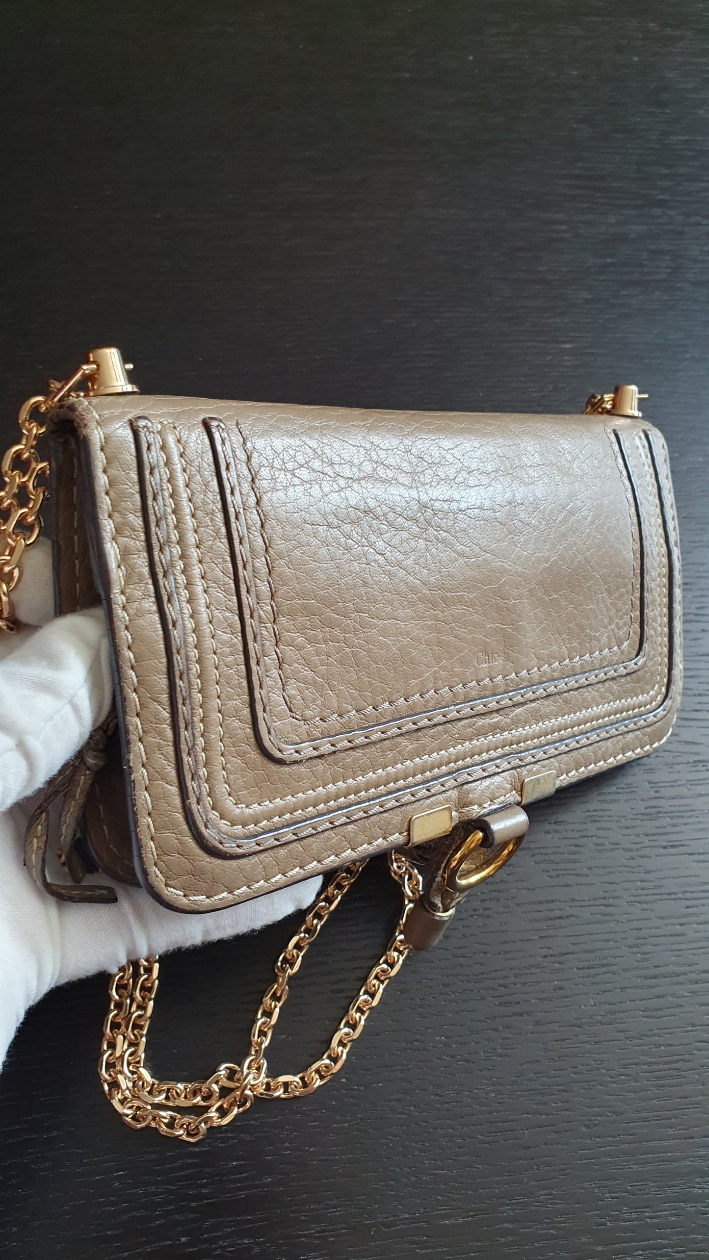 Authentic Chloé Upcycle Leather Wallet with Versatile Chain