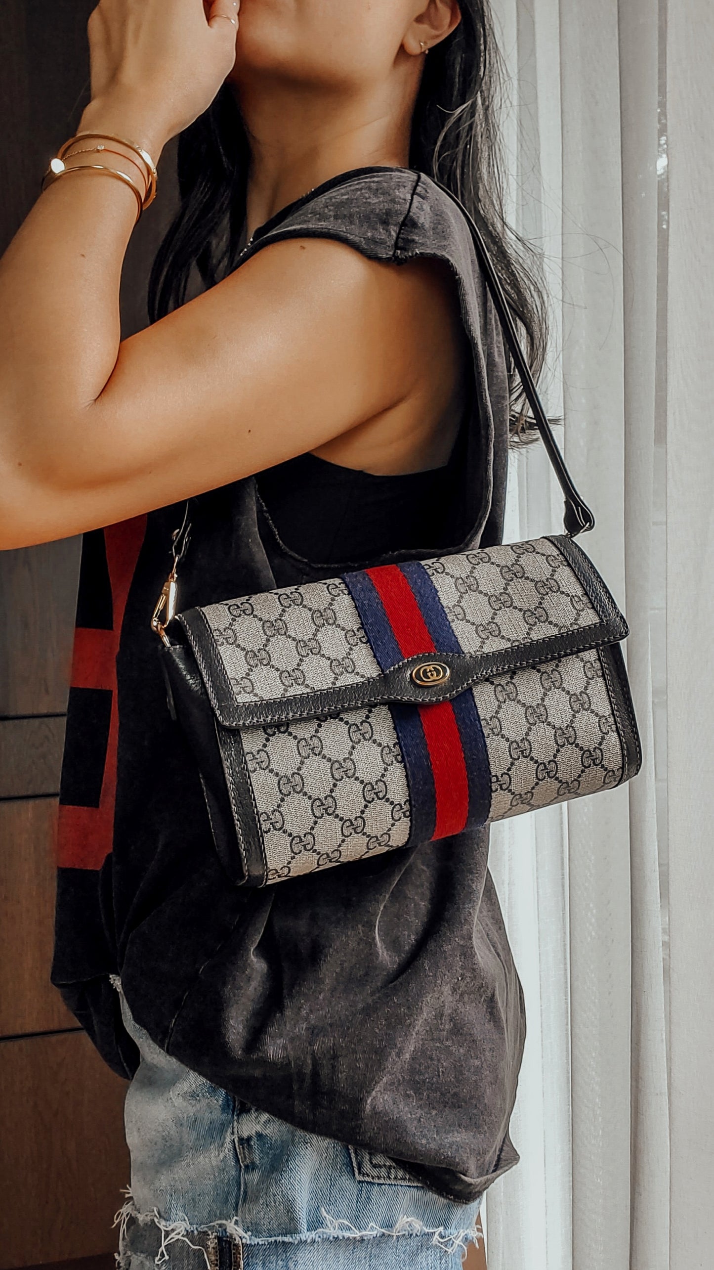 Authentic Vintage Gucci Upcycle (Dark Navy) Versatile Purse