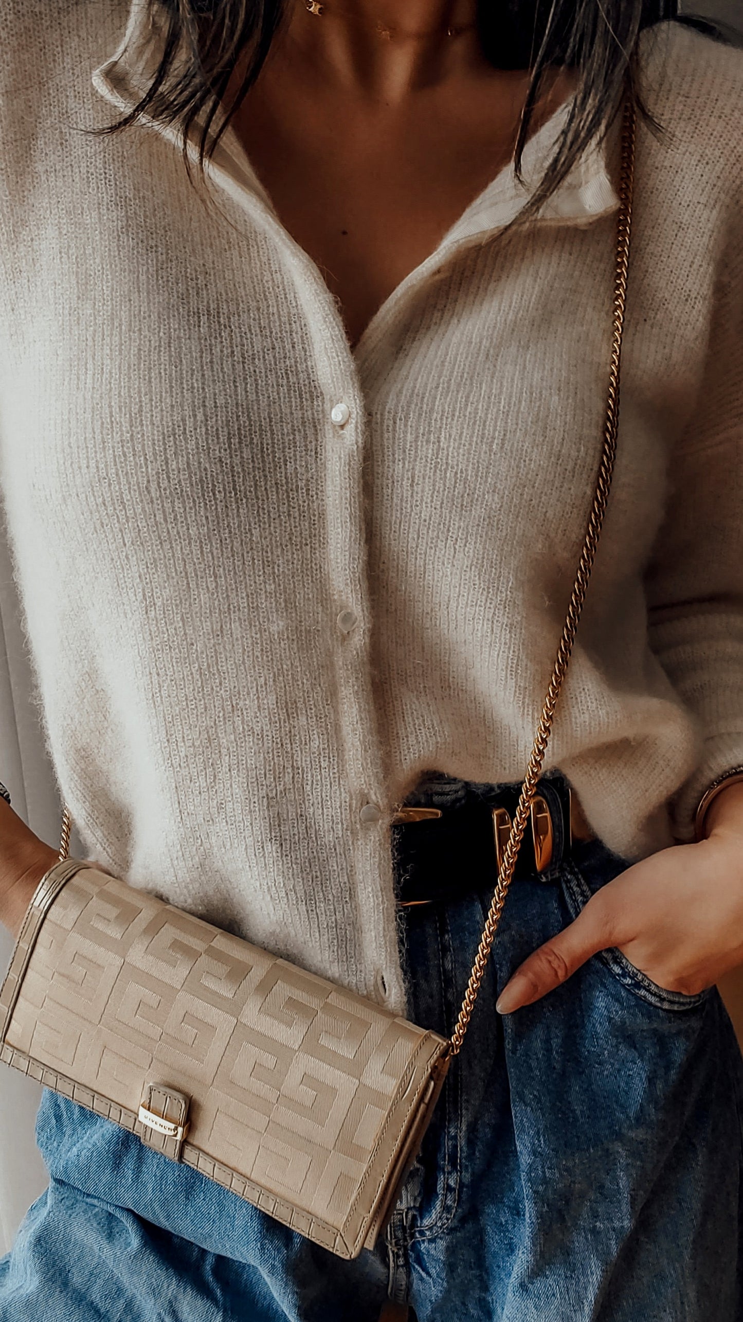 Authentic Givenchy Upcycle Long Beige Wallet on Chain