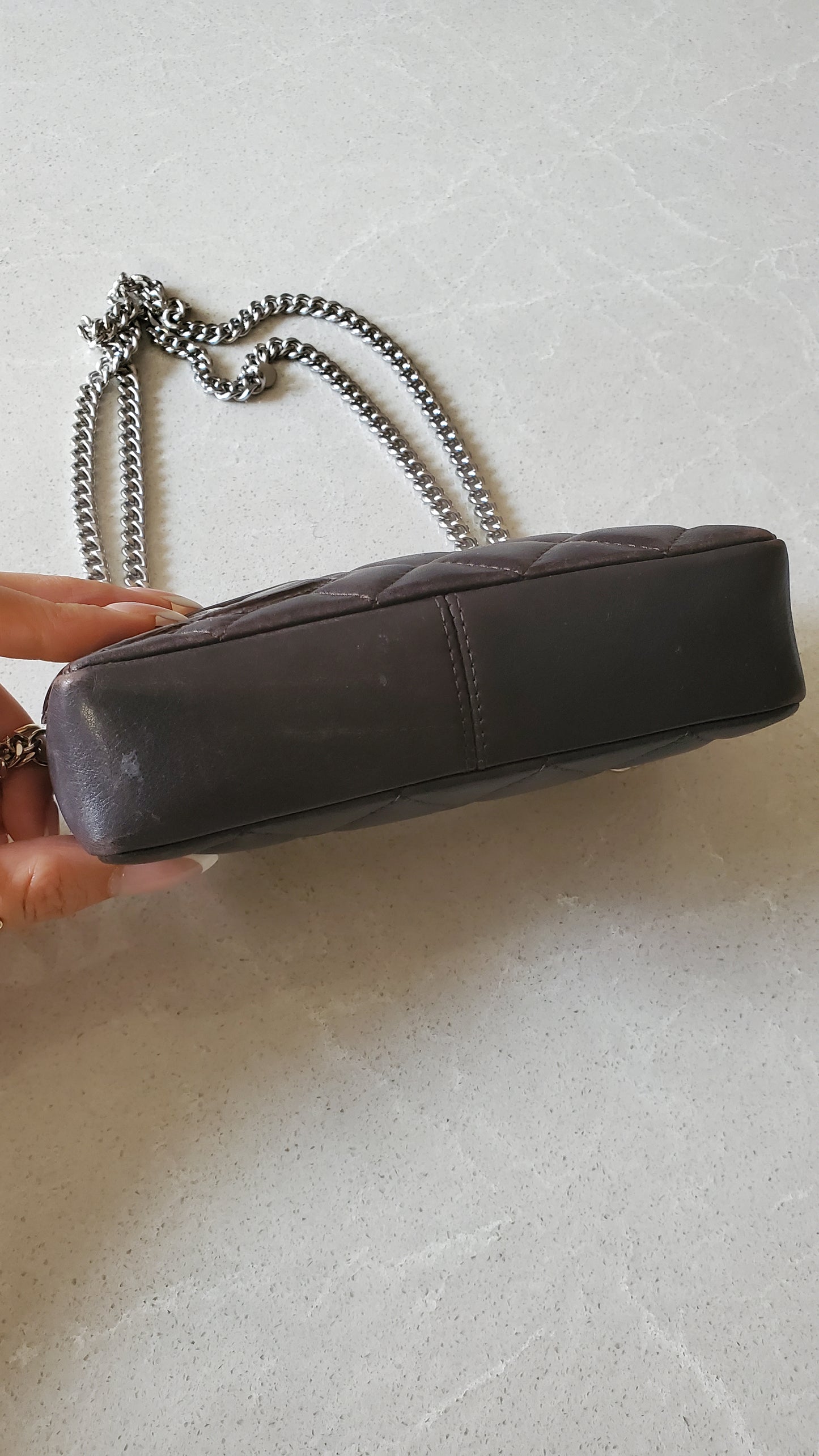 Authentic Vintage Chanel Upcycle Brown Leather Pouch on Chain