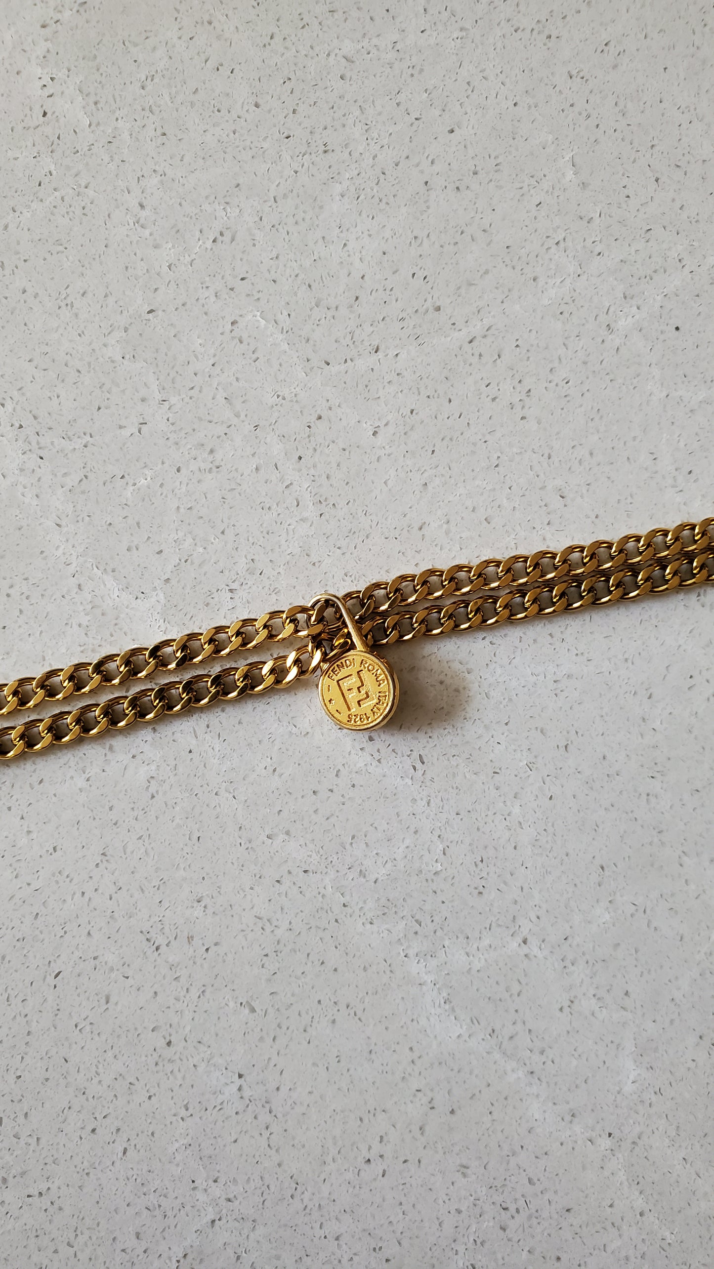 Authentic Vintage Fendi Upcycle Gold Cuban Chain Layers Necklace