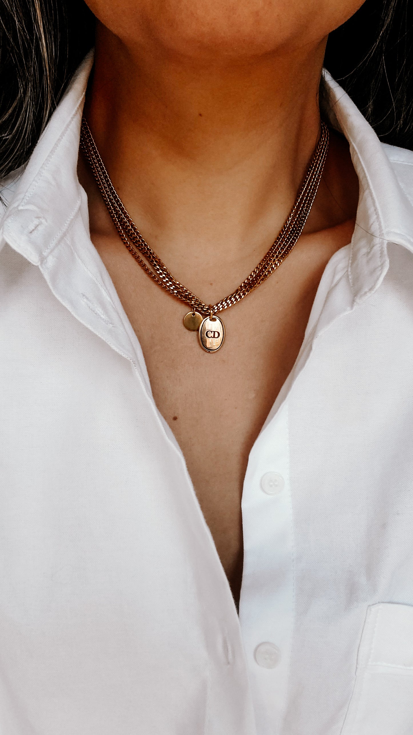 Authentic Vintage Dior Upcycle Gold Multi Layers Necklace