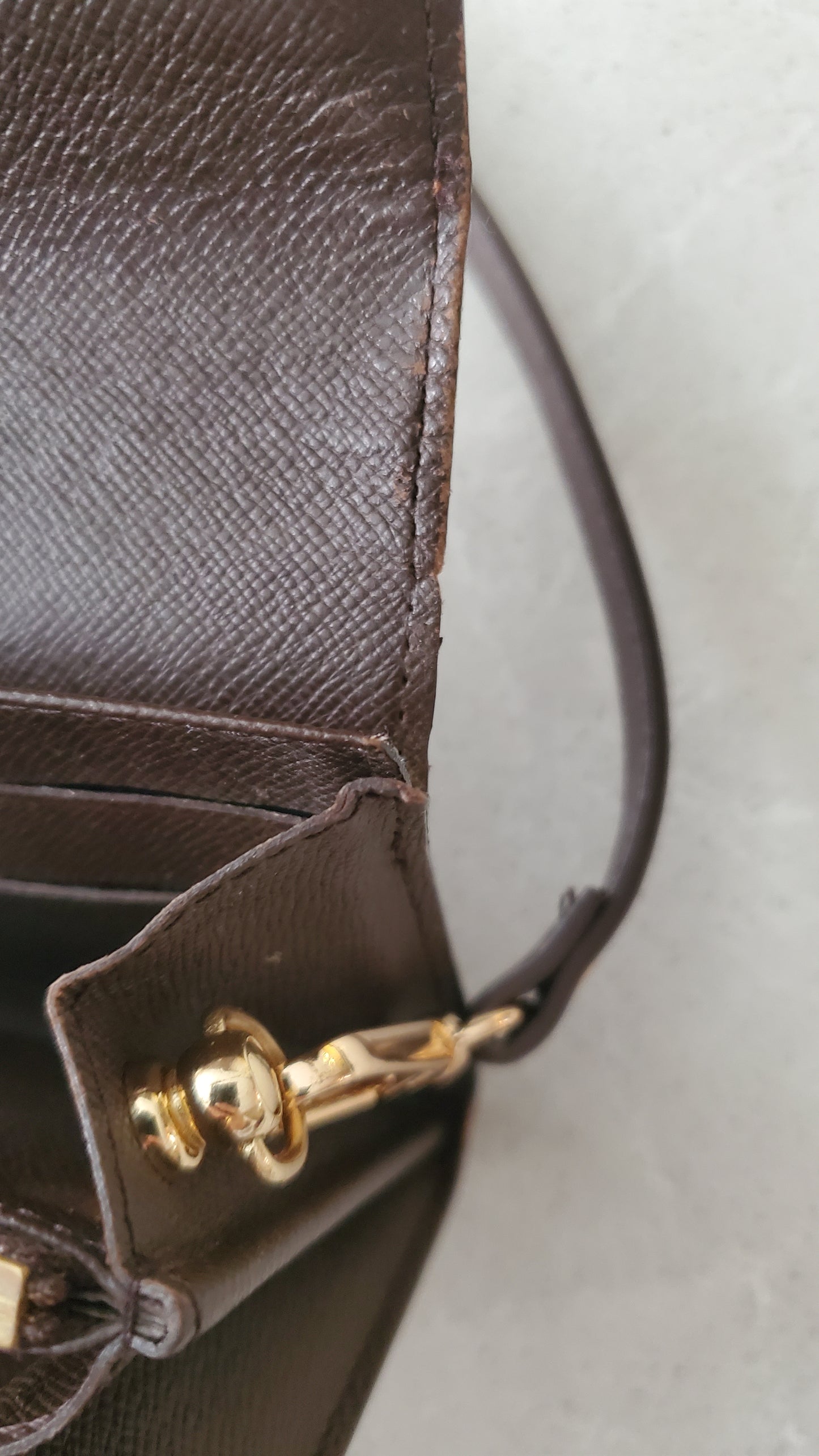 Authentic Vintage Louis Vuitton Brown Damier Upcycle Long Wallet with Strap