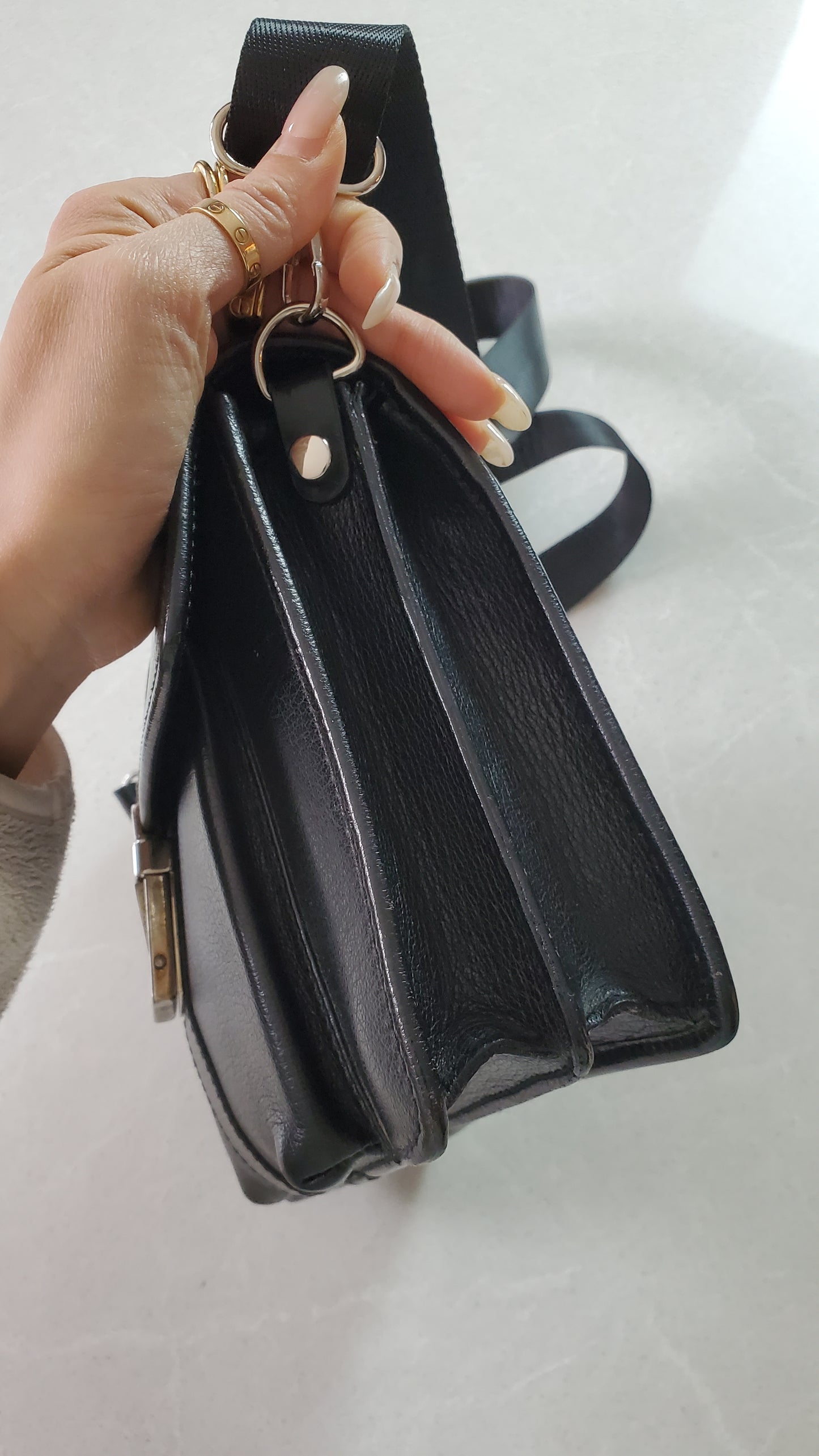 Authentic Gucci Upcycle Black Leather Purse with Strap