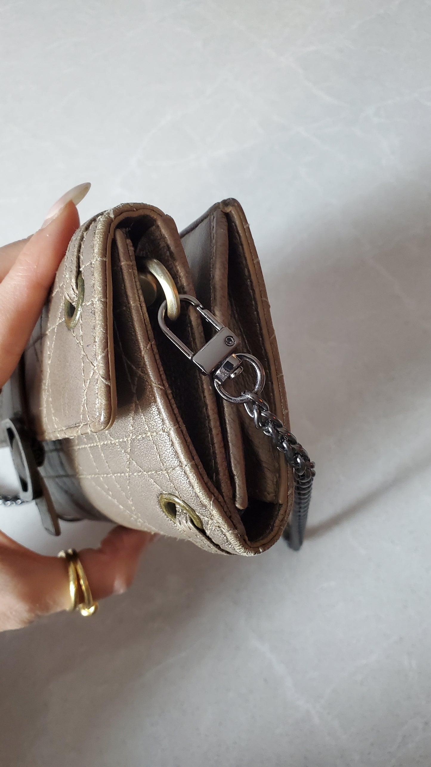 *Rare* Authentic Vintage Dior Upcycle Leather Wallet with Chain