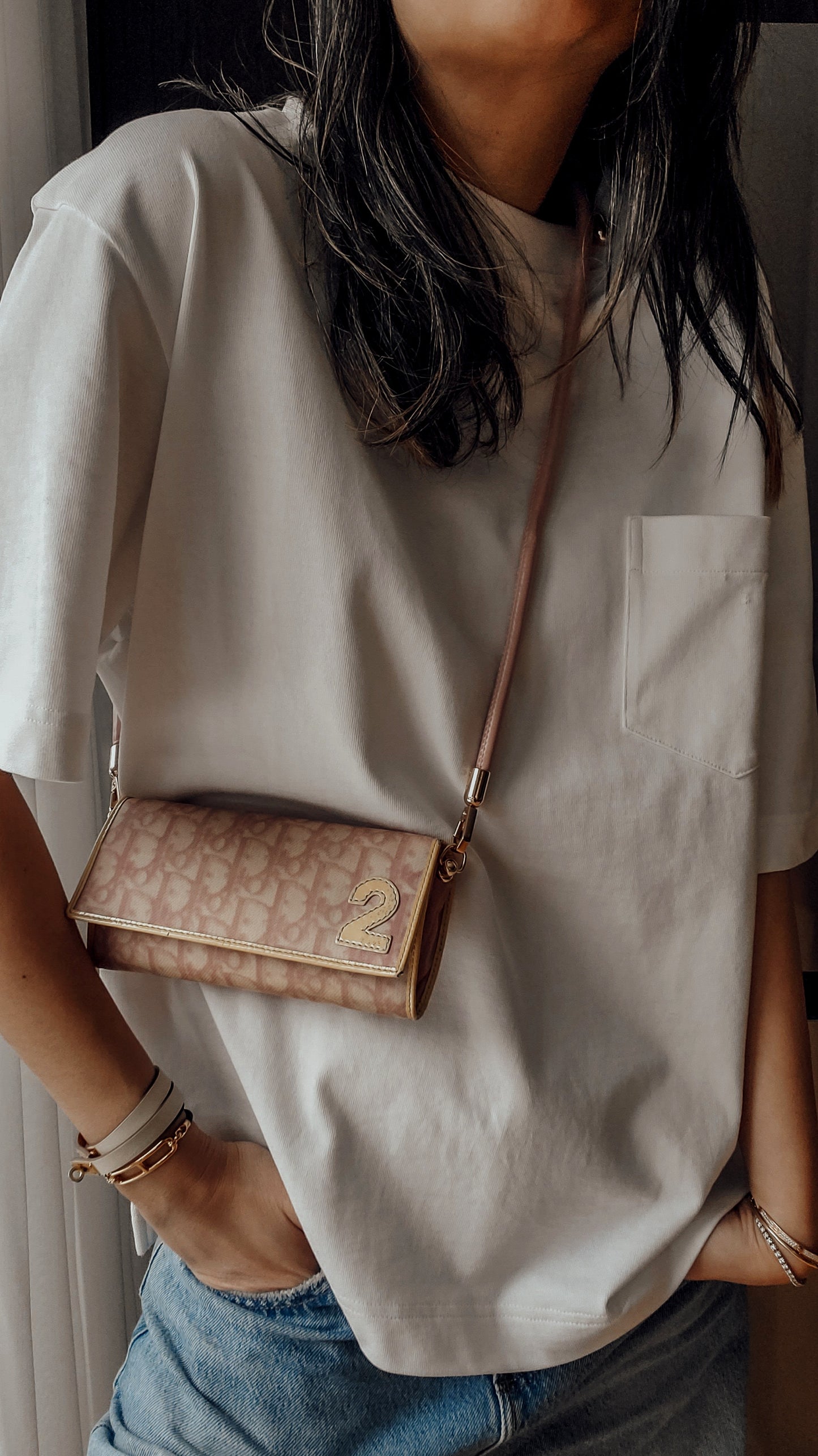 Authentic Vintage Dior Upcycle Pink Wallet on Strap