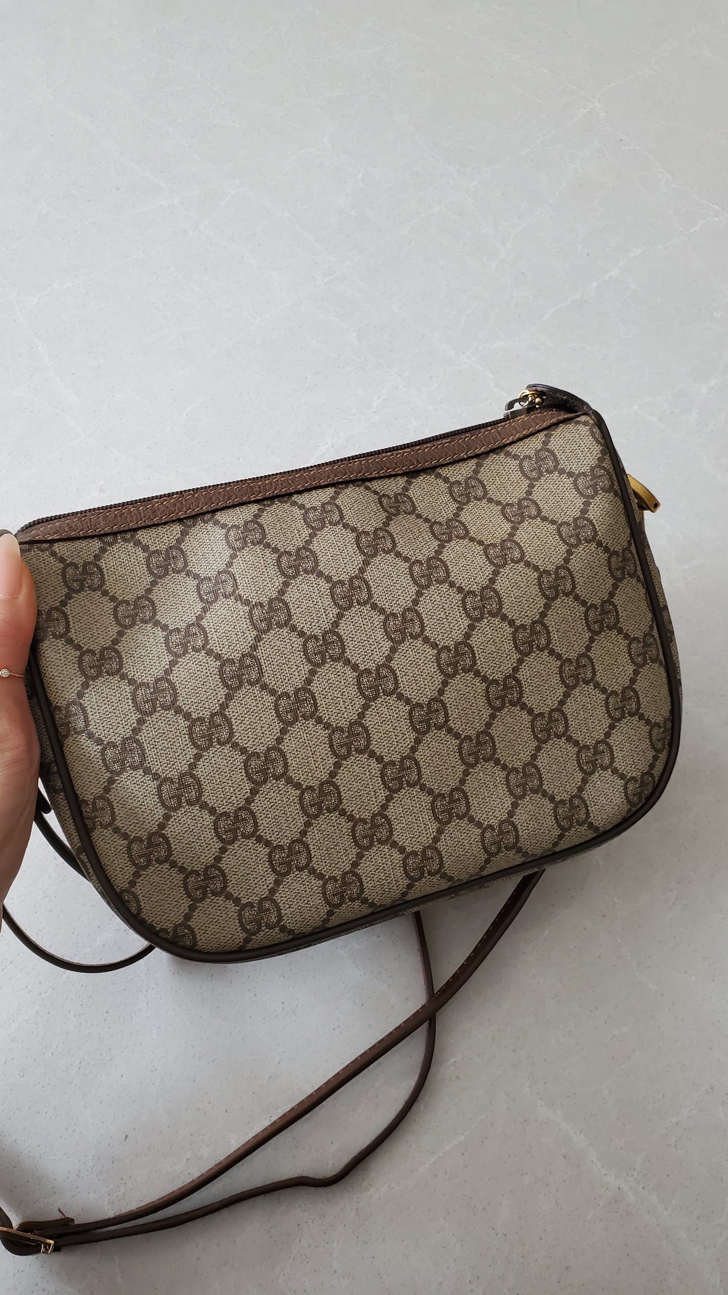 Authentic Vintage Gucci Upcycle Shoulder/ Crossbody Brown Purse on Chain