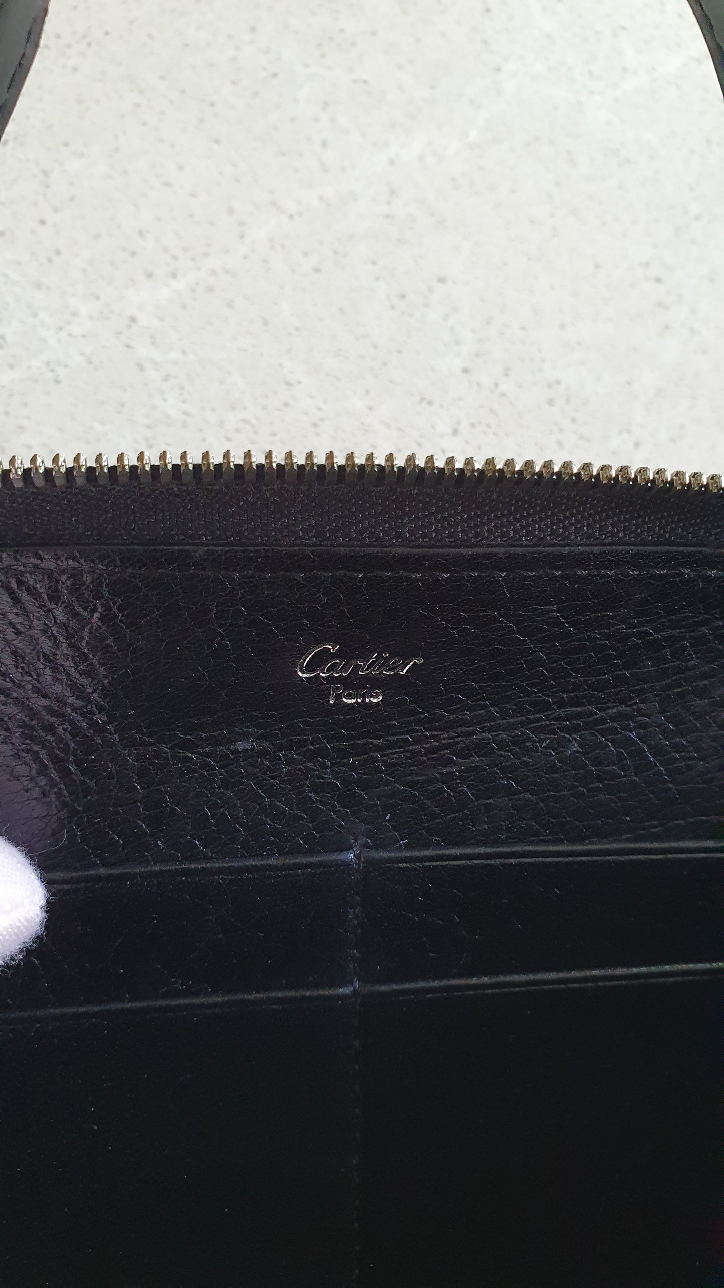 Authentic Vintage Cartier Upcycle Black Leather Wallet with Two Handles