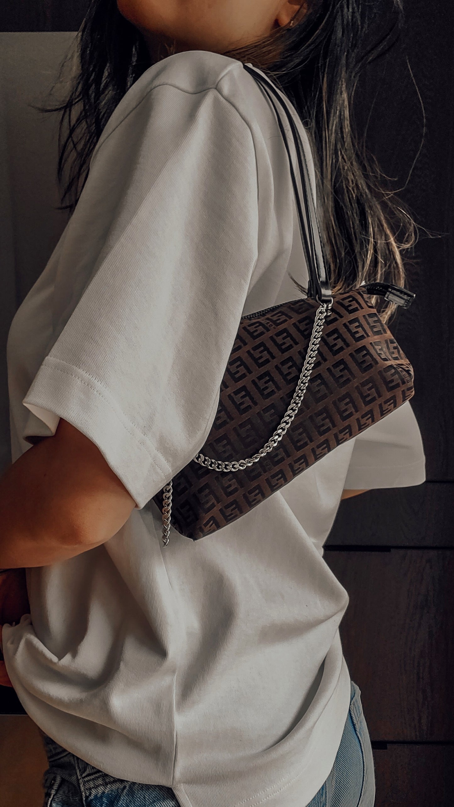 Authentic Vintage Fendi Upcycle Shoulder Purse on Chain & Strap