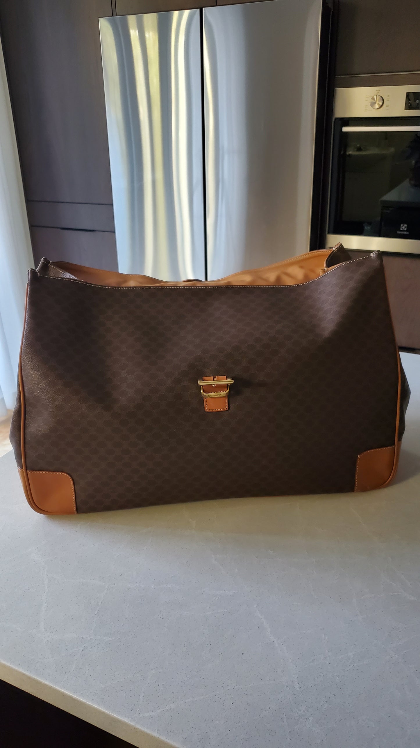 Authentic Vintage Celine XLarge Brown Travel Luggage