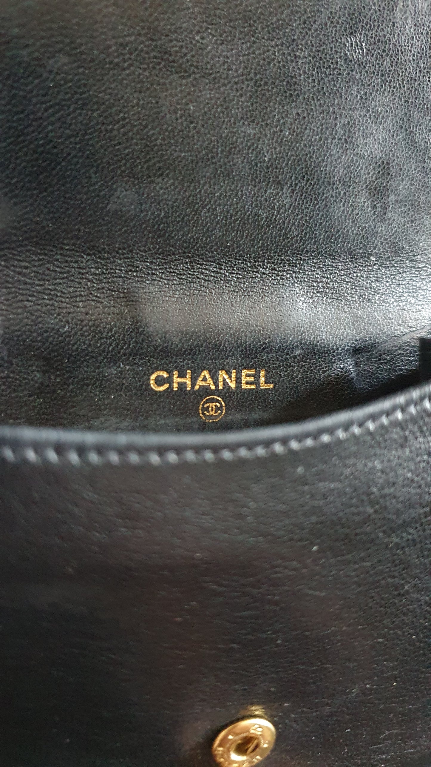 Authentic Chanel Upcycle Small Black Wallet with Strap & Chain