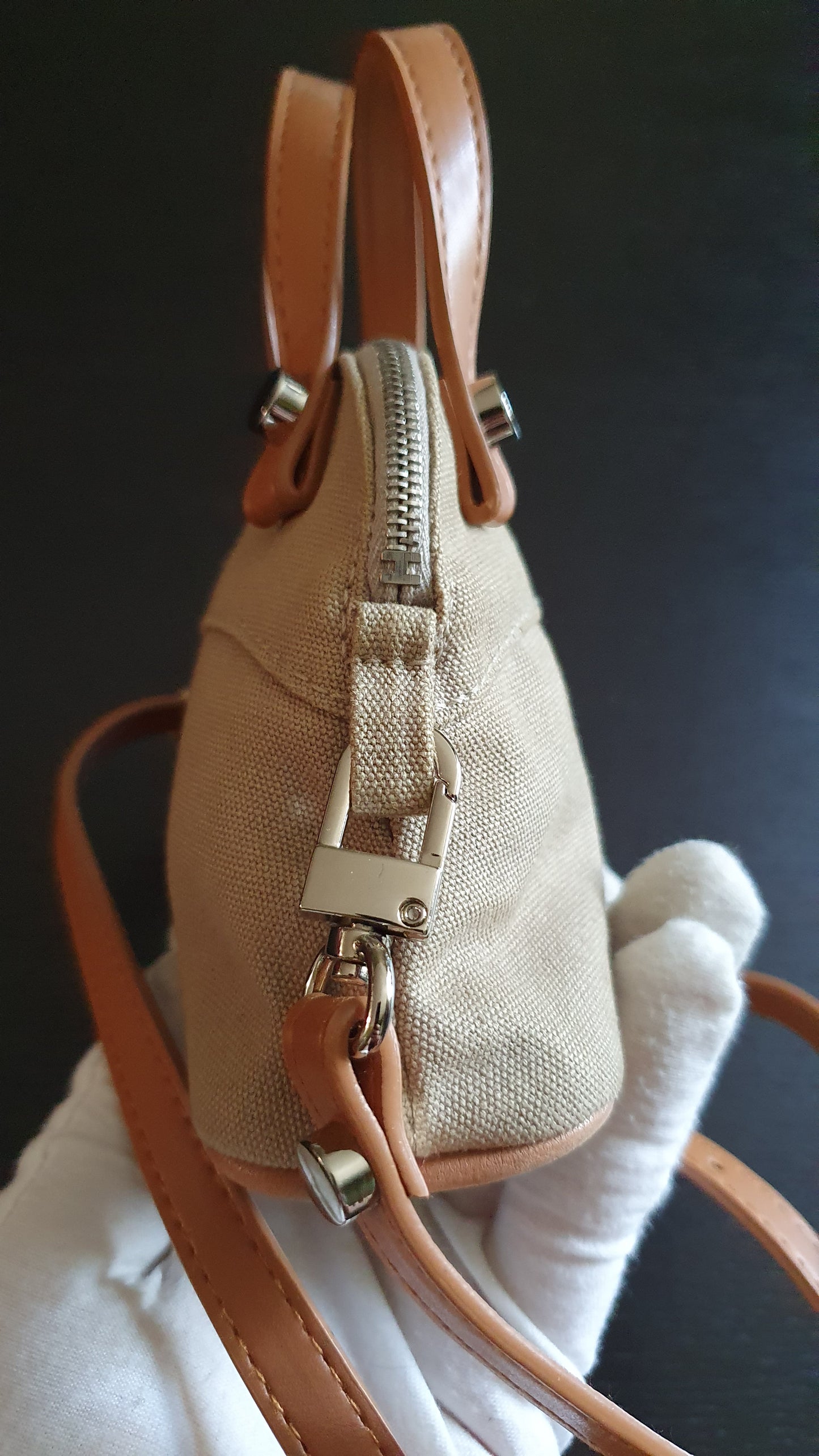 Authentic Hermès Upcycle Canvas Small Pochette with Straps