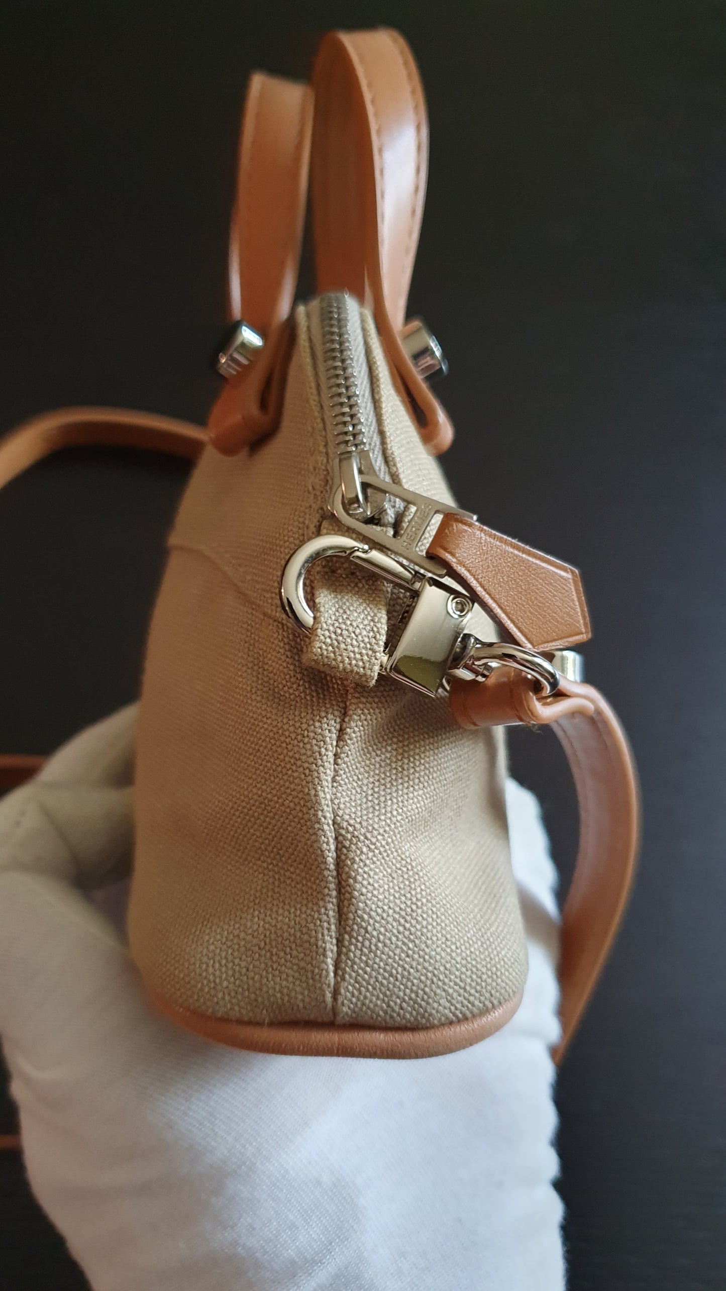 Authentic Hermès Upcycle Canvas Small Pochette with Straps